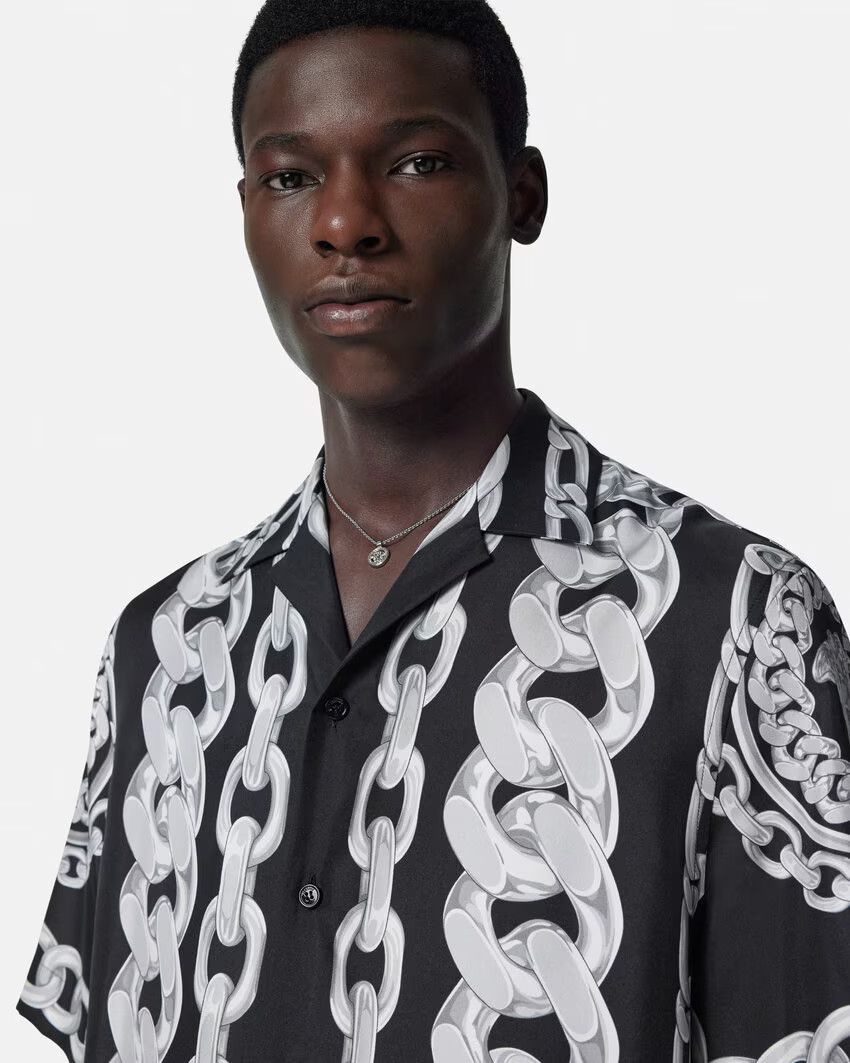 Versace o1s22i1n0125 Bowling Shirt in Black Silver Size US M / EU 48-50 / 2 - 3 Thumbnail