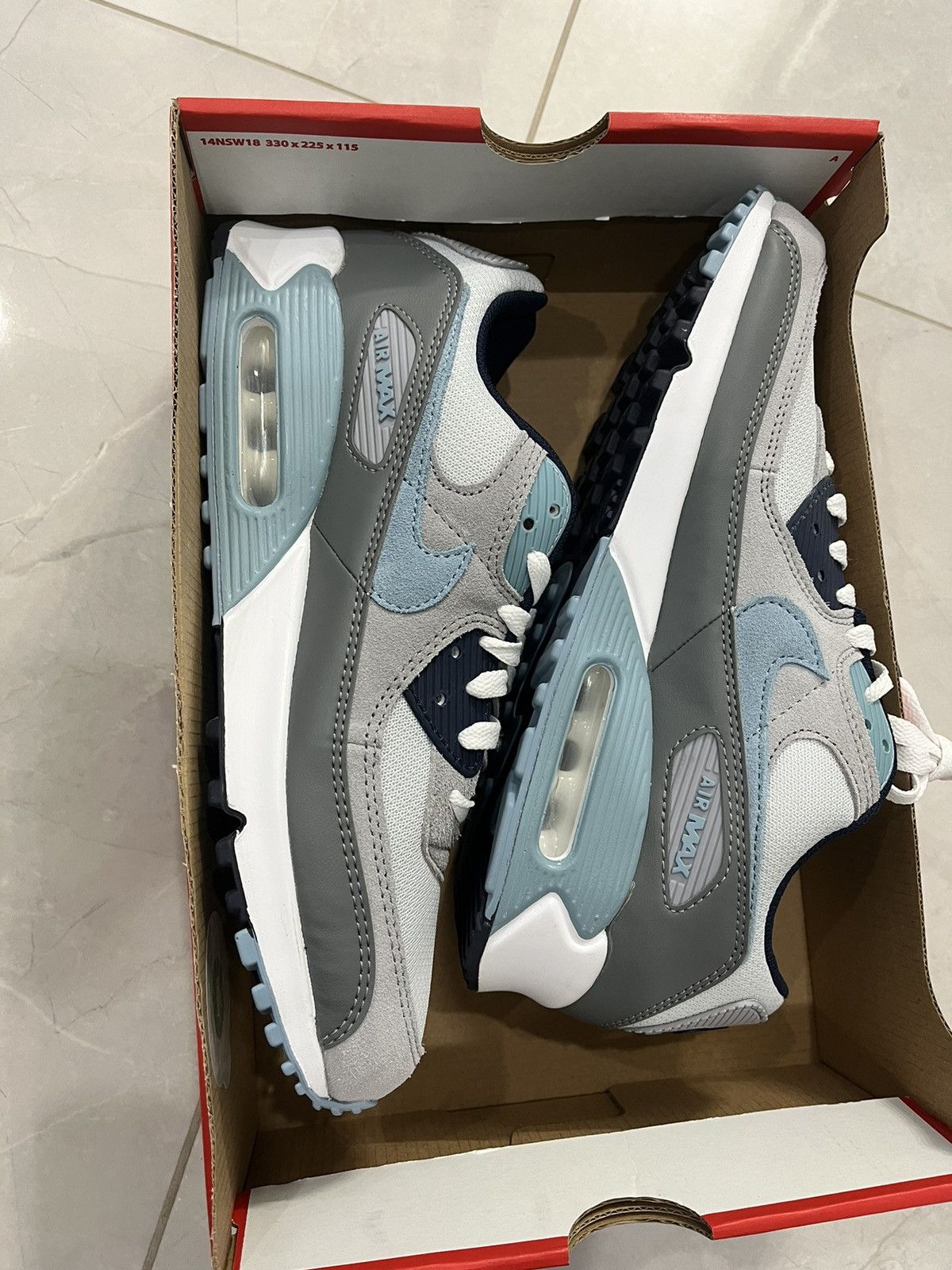nike air max 90s blue and white