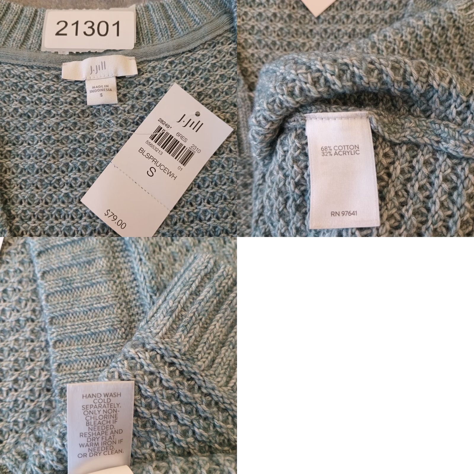 J. Jill J. Jill Sweater Vest Womens Small Blue V-Neck Cotton Blend New Size S / US 4 / IT 40 - 8 Thumbnail