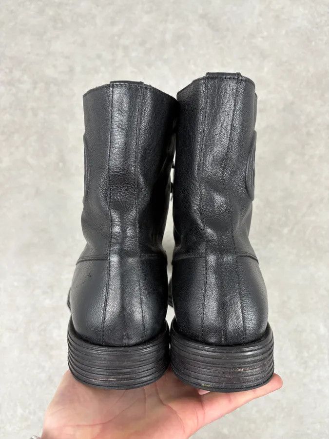 AW2003 Emporio Armani Black Classy Combat Leather Boots