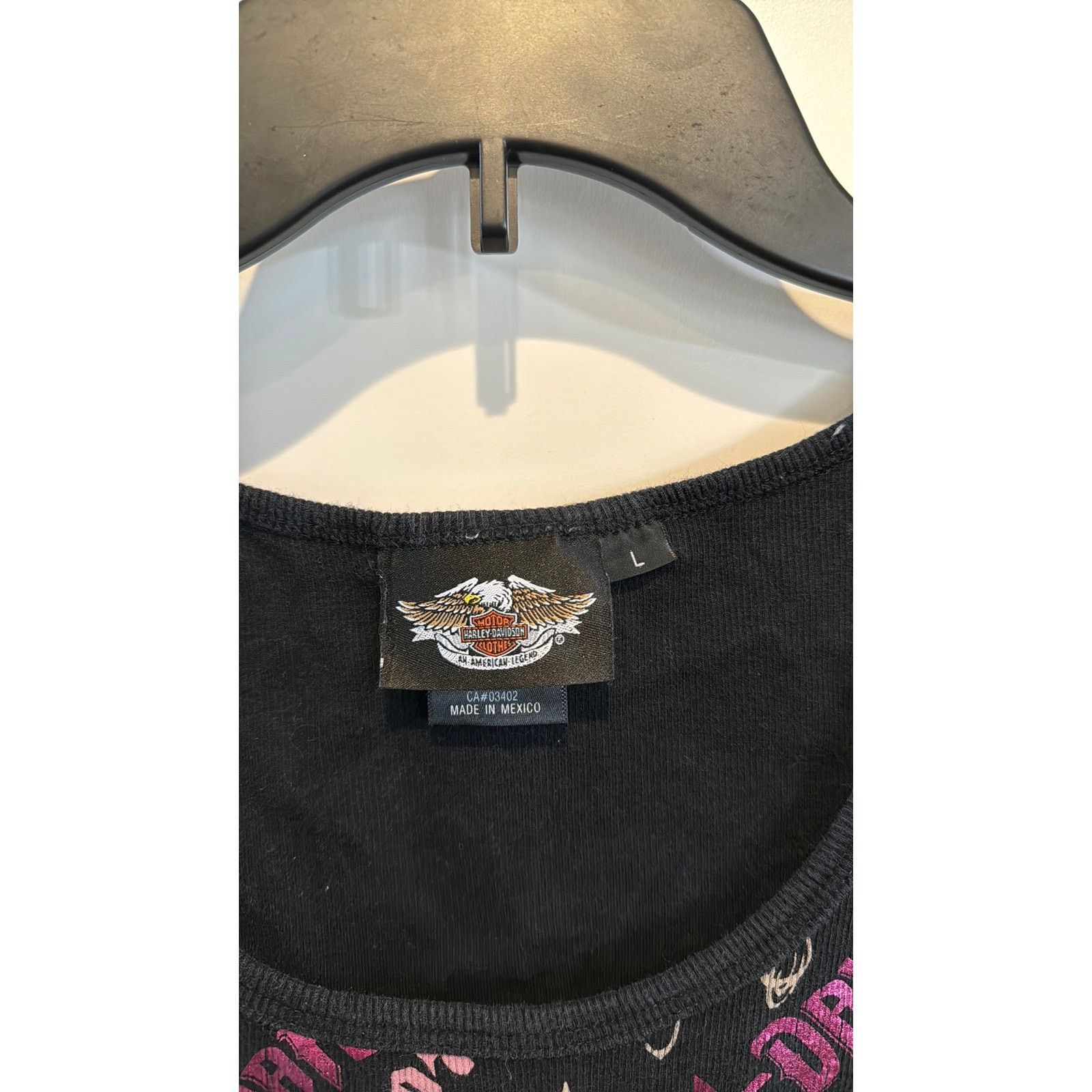 Harley Davidson Harley Davidson Women’s Tank Top Black Pink Rhinestones sz L Size L / US 10 / IT 46 - 3 Thumbnail