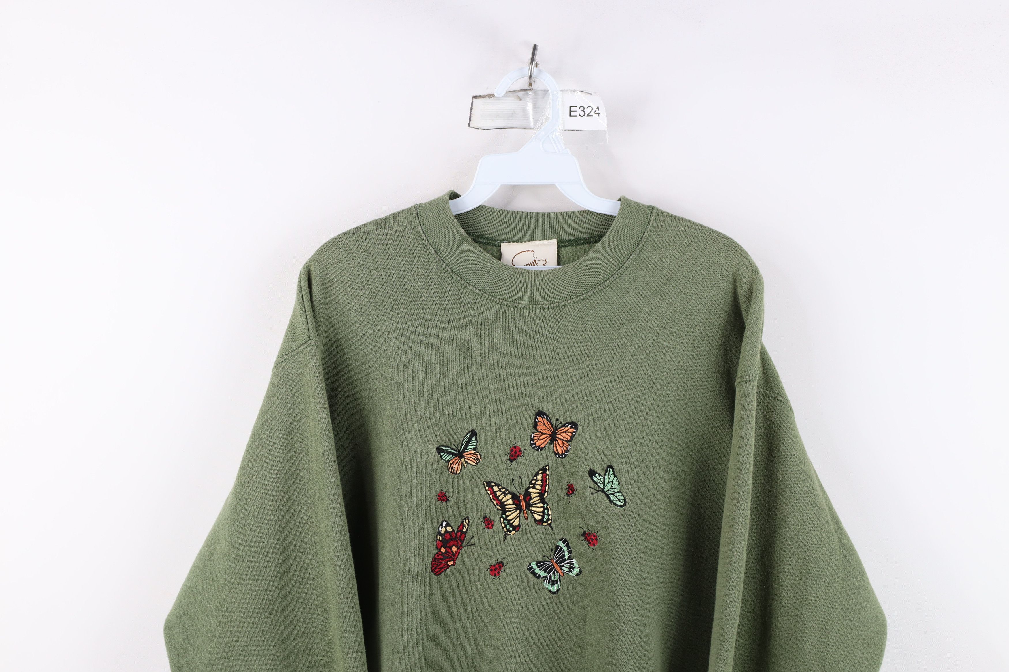 Vintage Vintage 90s Streetwear Nature Butterfly Sweatshirt Green USA Size M / US 6-8 / IT 42-44 - 2 Thumbnail