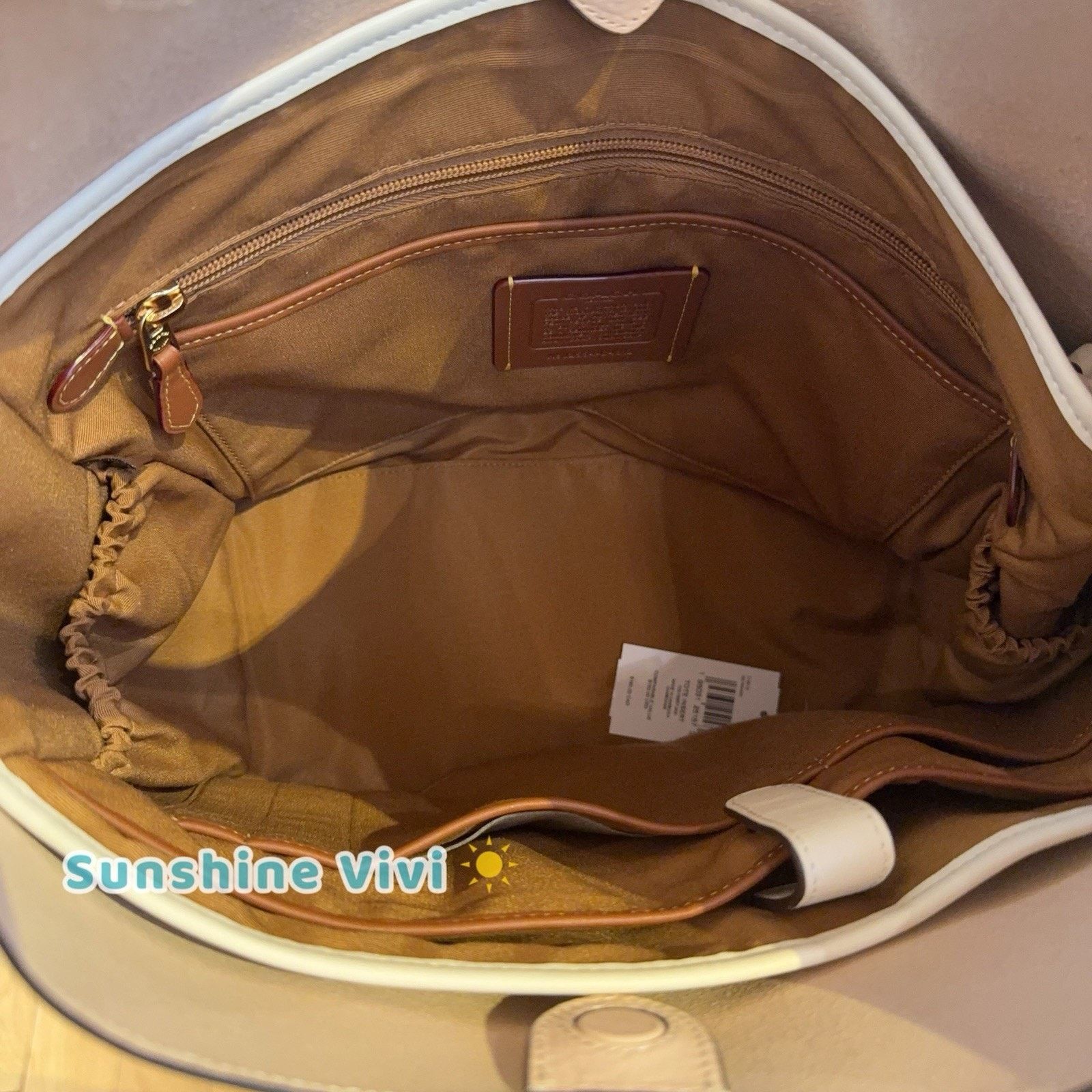 Coach NWT Coach Large Tote Bag Insert Canvas Leather Chalk C4812 Size ONE SIZE - 8 Thumbnail