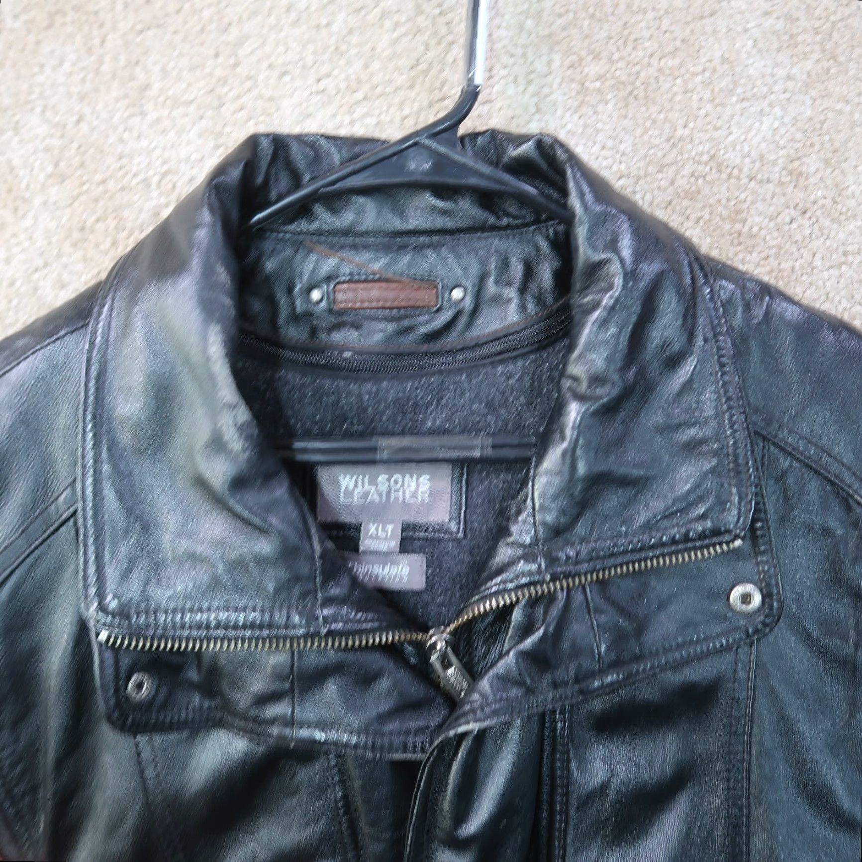 Vintage VINTAGE Wilsons Leather Bomber Jacket Black Leather Full Zip Insulated XLT Men’s Mid-Length Coat/Casual Winter 90s Size US XL / EU 56 / 4 - 7 Thumbnail