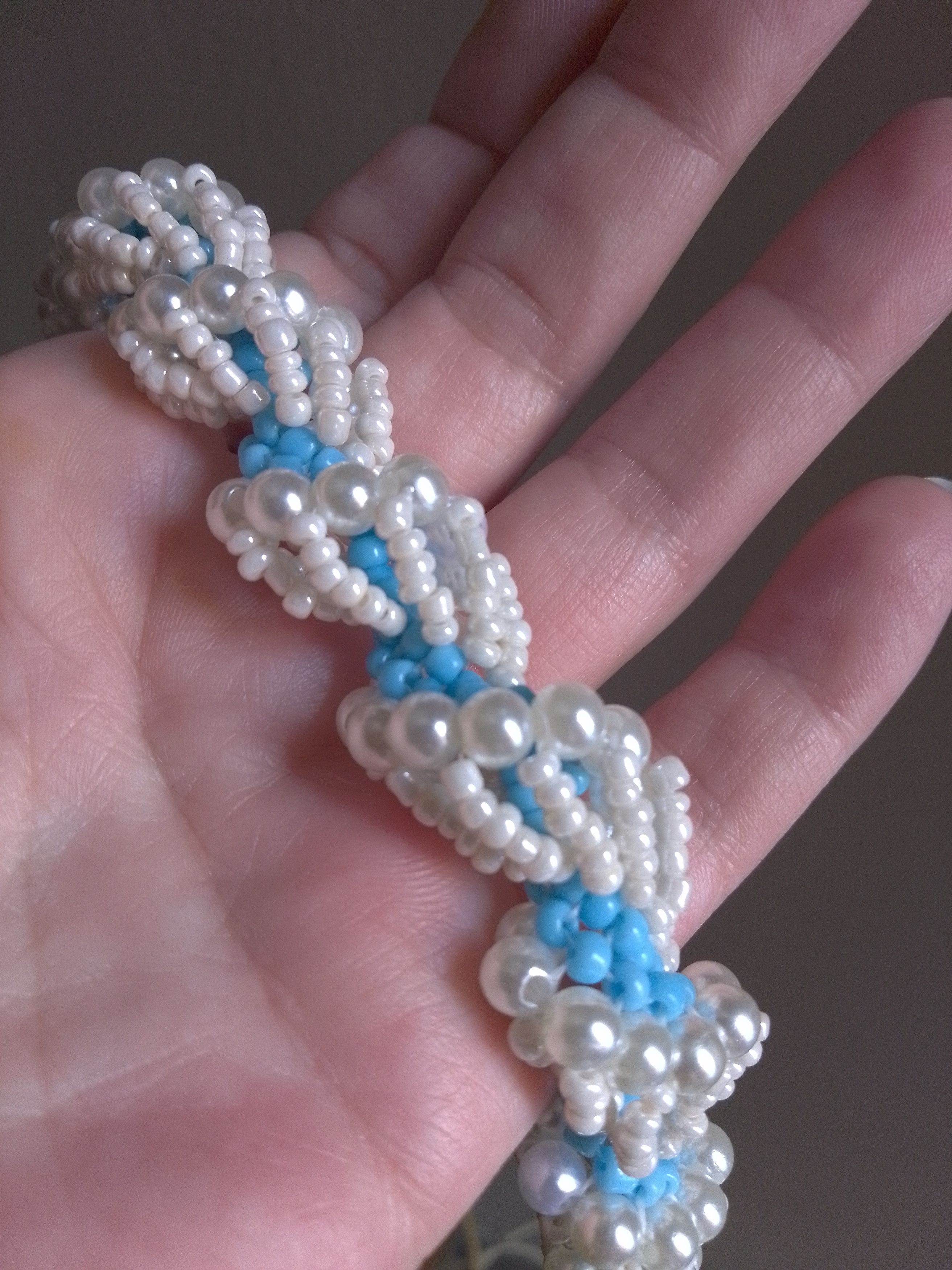 Handmade Necklace Vintage style beige blue tubular Size ONE SIZE - 6 Thumbnail