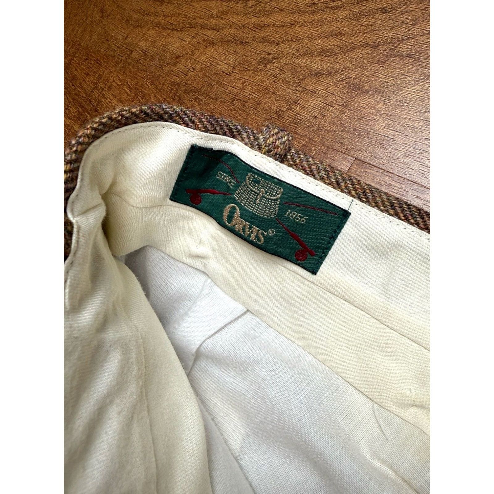 Orvis VINTAGE Orvis Mens Pants 38x30 Wool Tweed Suede Trim Herringbone 90s Chino/Cuffed Brown Mens Size US 38 / EU 54 - 7 Thumbnail