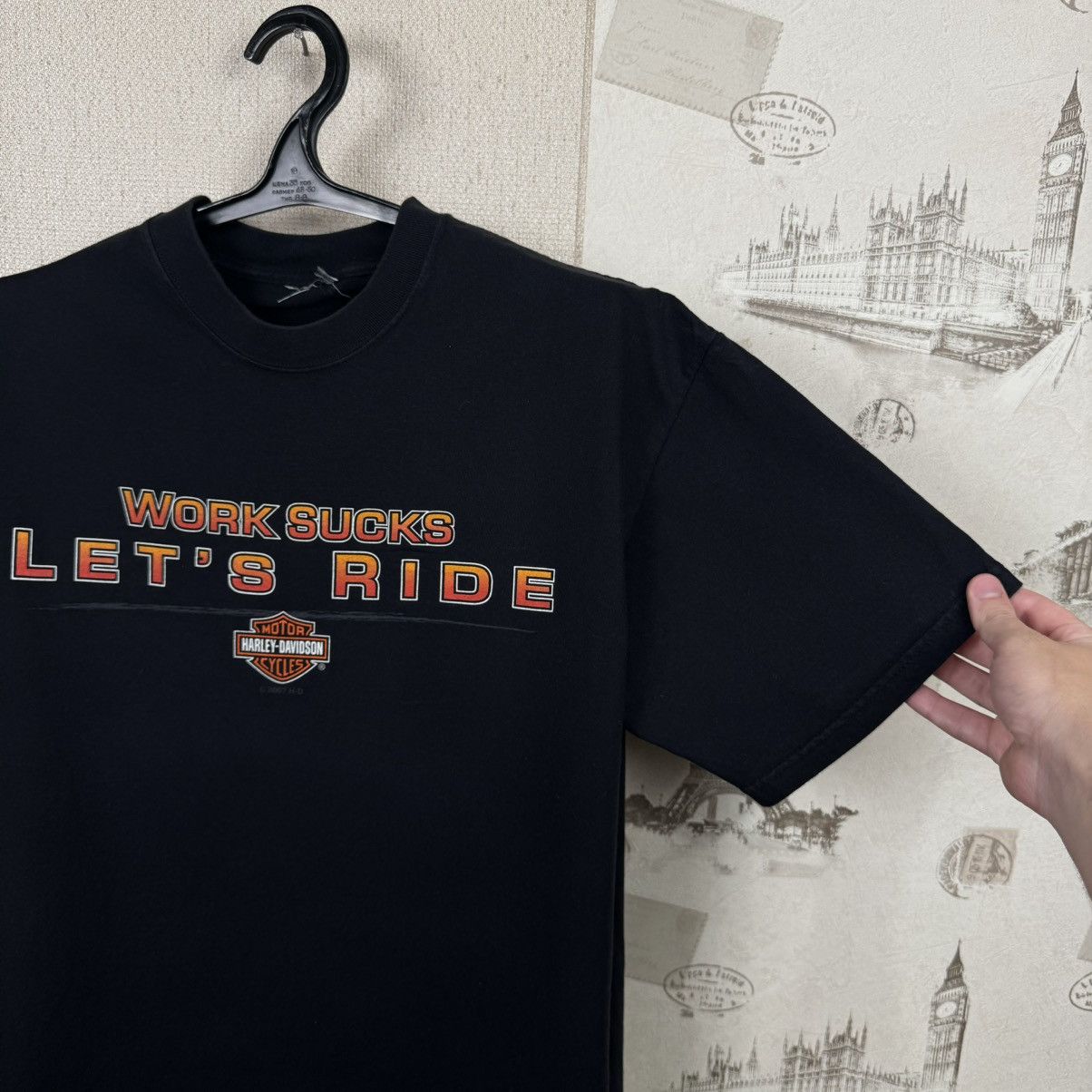 Harley Davidson × Vintage Vintage Harley Davidson T shirt Work Sucks Lets Ride Black Size US XL / EU 56 / 4 - 12 Thumbnail