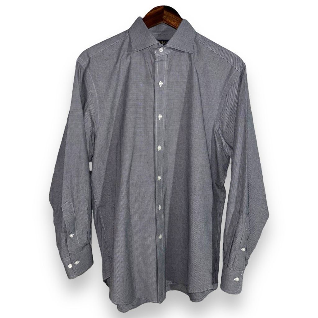 Polo Ralph Lauren Polo Ralph Lauren Navy Micro Check Dress Shirt M 16 33 Size US M / EU 48-50 / 2 - 1 Thumbnail