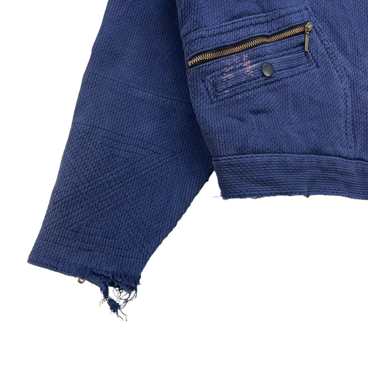 Indigo Japanese Brand Sashiko Single Biker Jacket Size US M / EU 48-50 / 2 - 5 Thumbnail