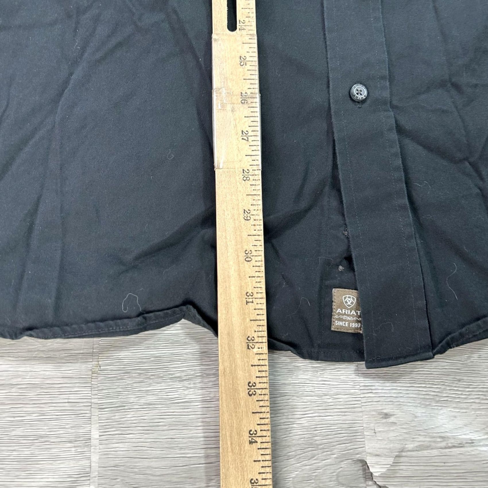 Ariat Ariat Shirt Mens 2XL Black Solid Long Sleeve Button Up Cotton Western Casual Size US XXL / EU 58 / 5 - 6 Thumbnail