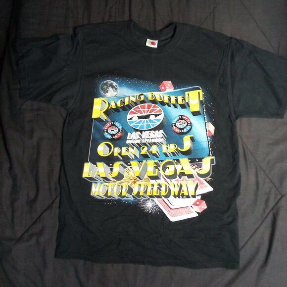 Fruit Of The Loom Vintage Las Vegas Speedway Racing Buffet NASCAR T-Shirt Size US XL / EU 56 / 4 - 2 Thumbnail