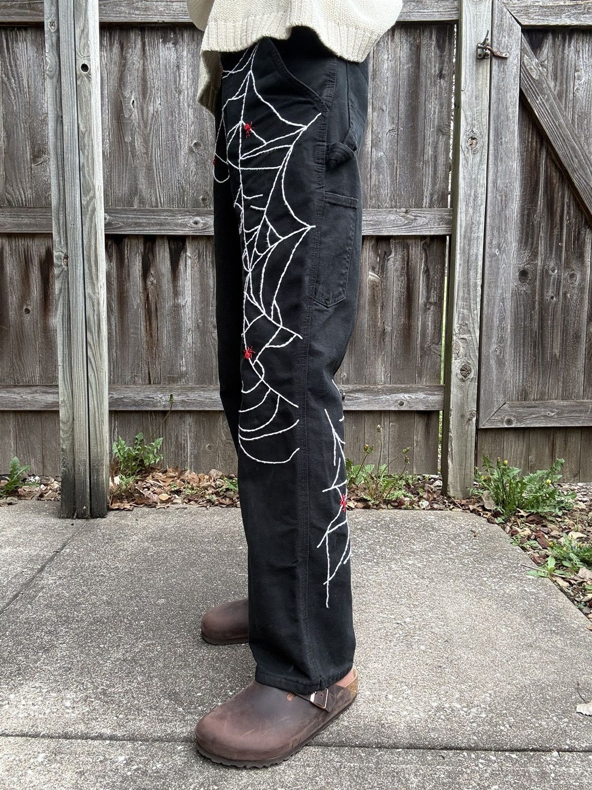 Carhartt Custom Rework Carhartt Black Jeans - Embroidered Spider Web Size US 28 / EU 44 - 2 Thumbnail
