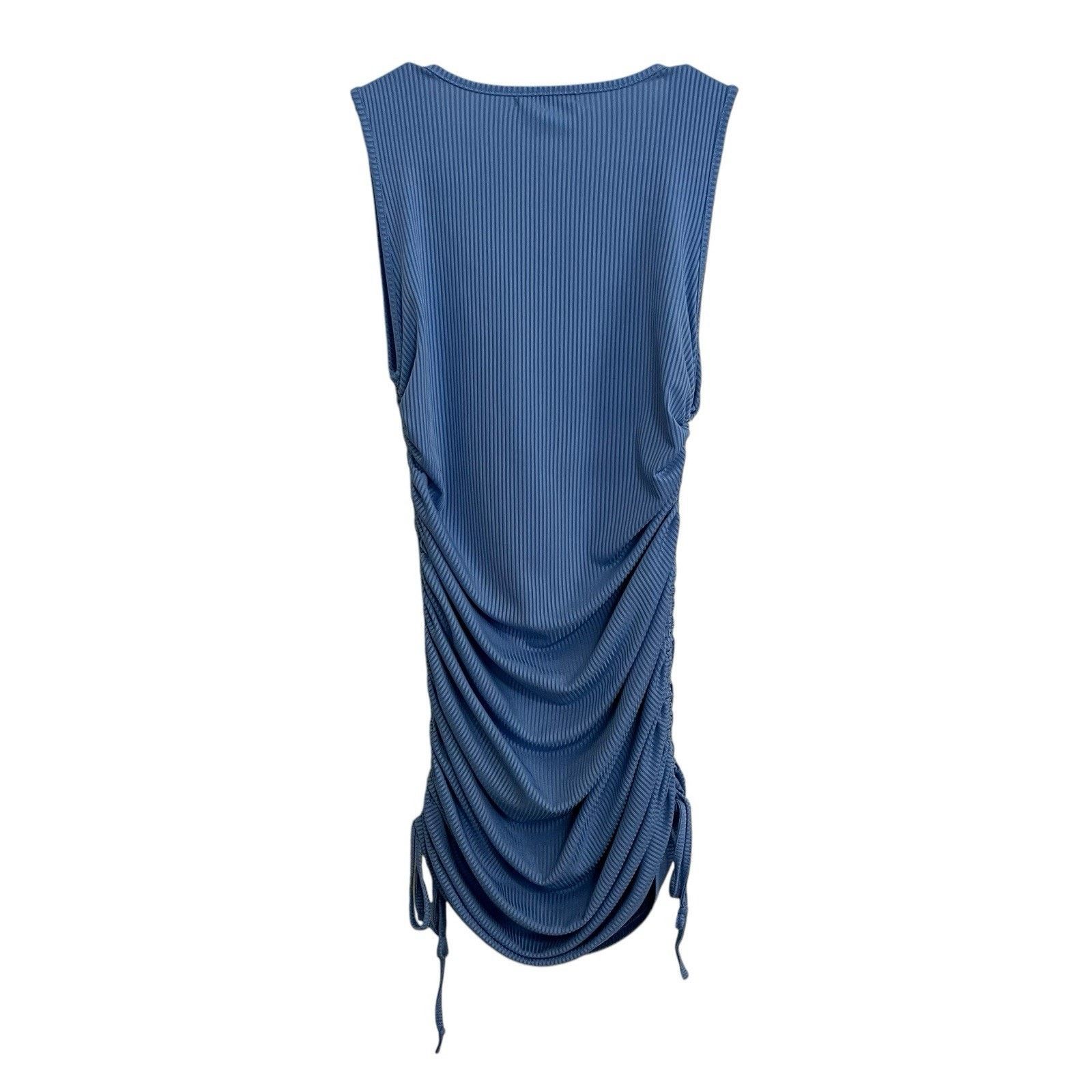 Shein Shein | Blue Ruched Tie Ribbed Knit Stretch Tank Dress Large Size L / US 10 / IT 46 - 6 Thumbnail