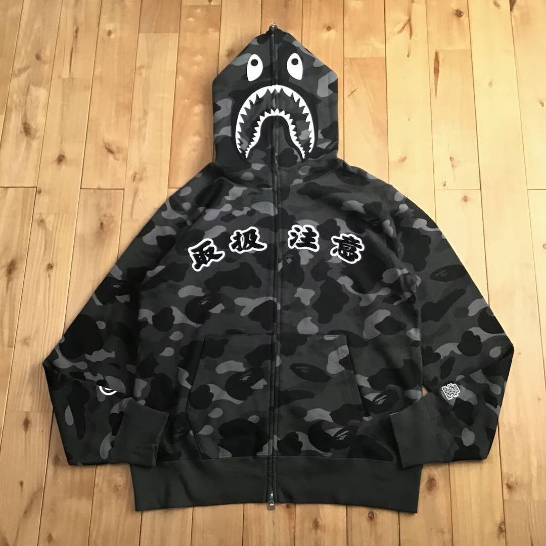 Black Eye Patch × BAPE CAMO Shark Full Zip Hoodie APE