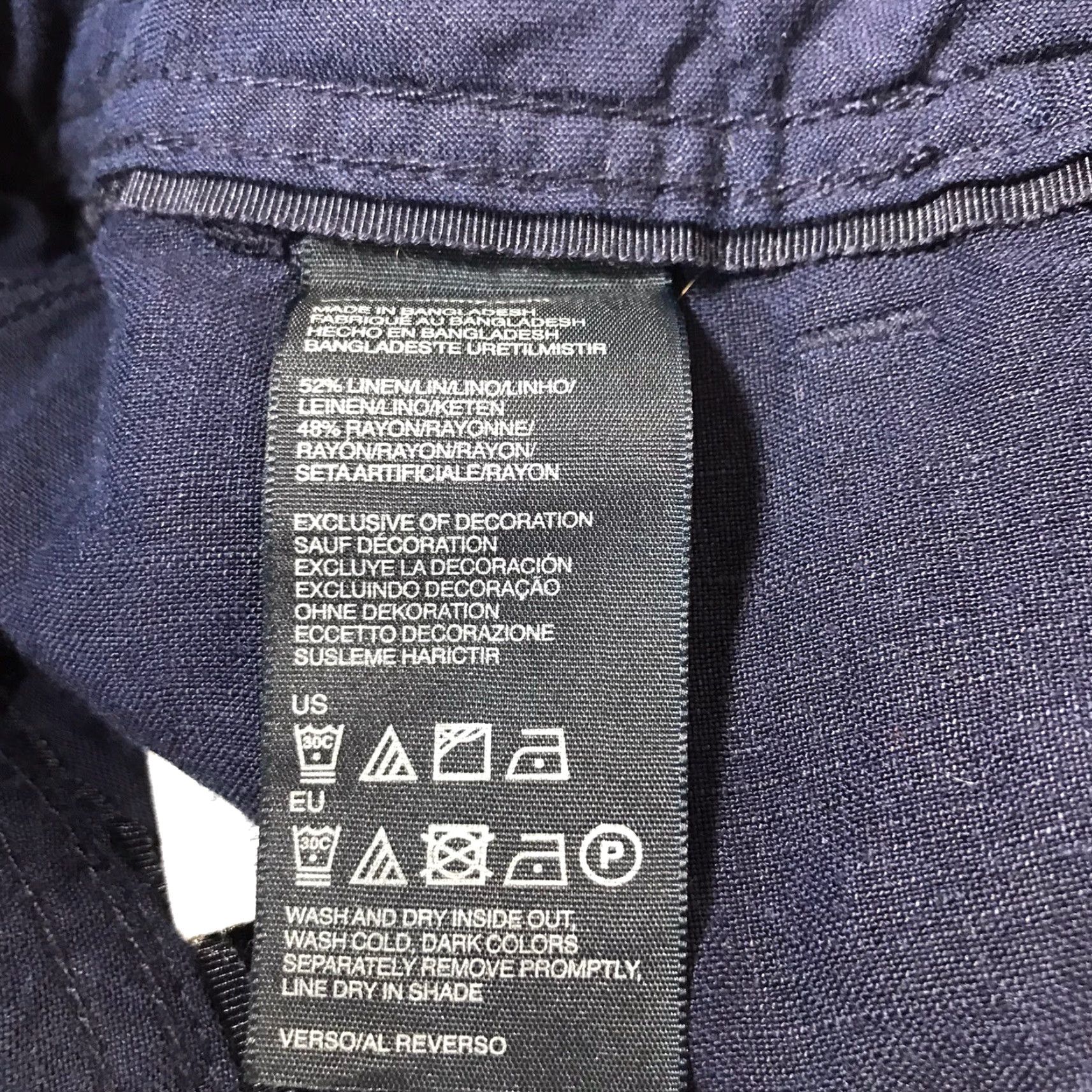 Tommy Hilfiger TOMMY HILFIGER Women's Dress Pants Size 0 Navy Linen Blend Casual Straight Leg Size 25" / US 0 / IT 36 - 4 Thumbnail