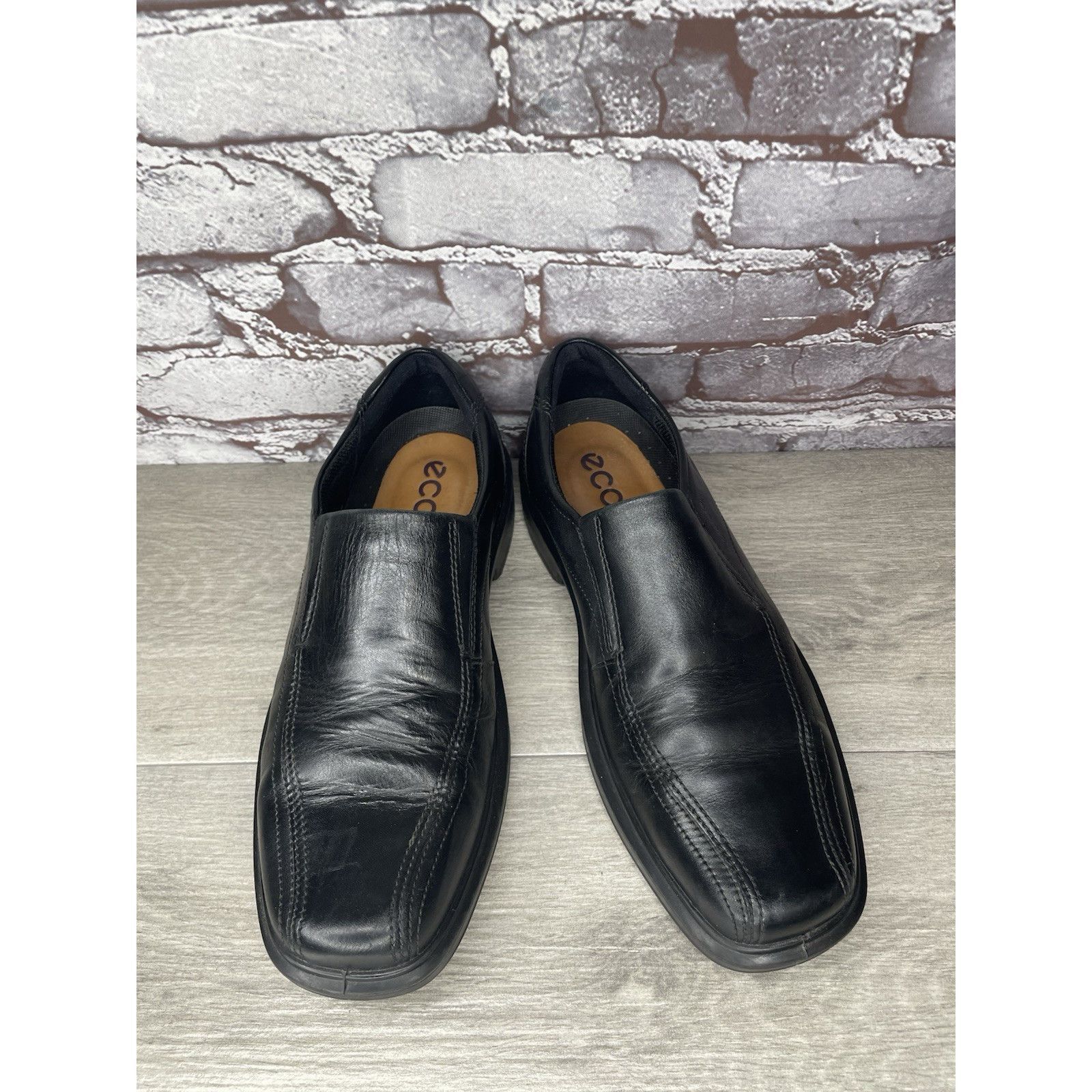 Ecco Ecco Black Leather Apron Toe Slip On Casual Loafers Shoes Me Size US 10 / EU 43 - 10 Thumbnail