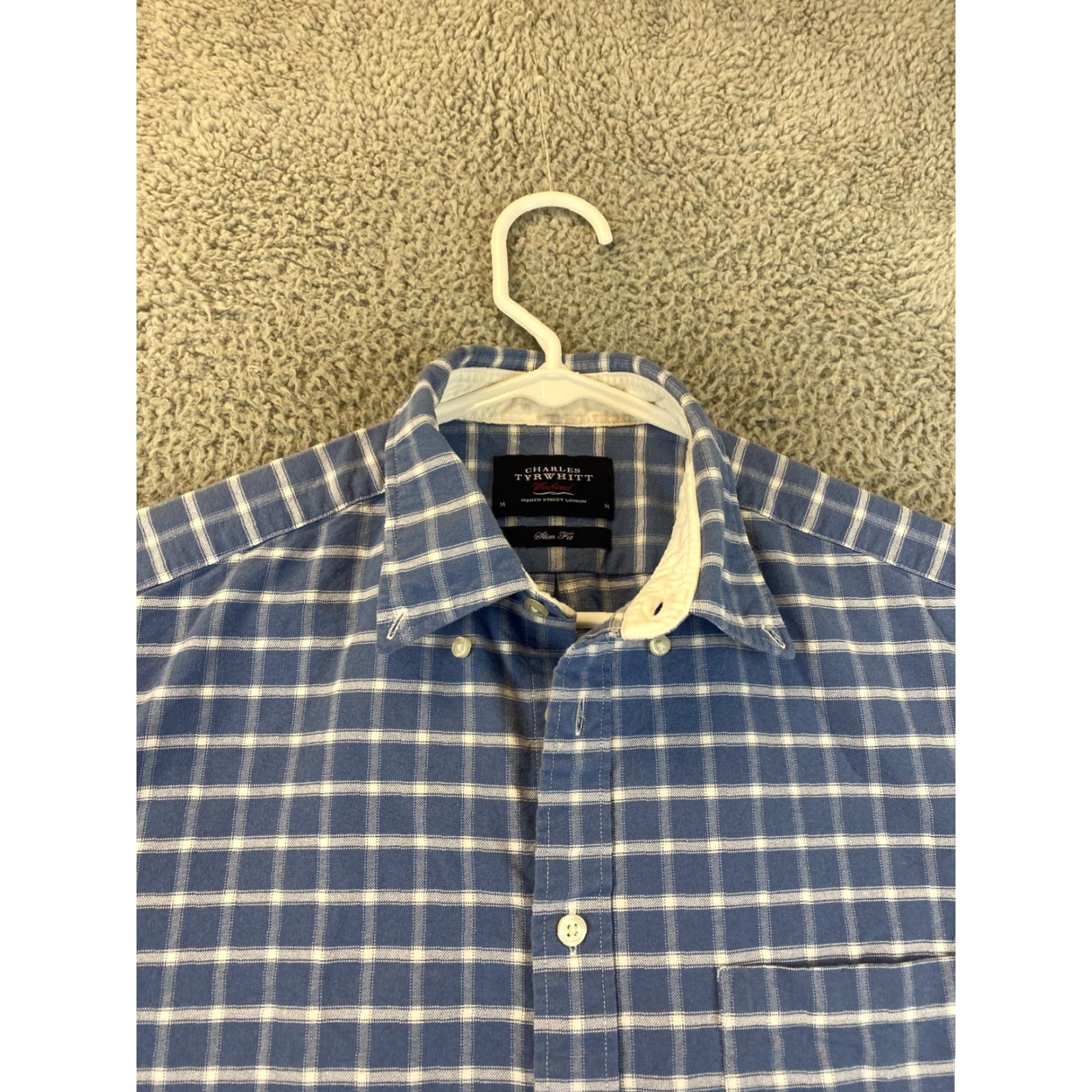 Charles Tyrwhitt Charles Tyrwhitt Classic Fit Long Sleeve Button Down Shirt, Adult Medium, Blue Check, Non-Iron, Mens Size US M / EU 48-50 / 2 - 3 Thumbnail