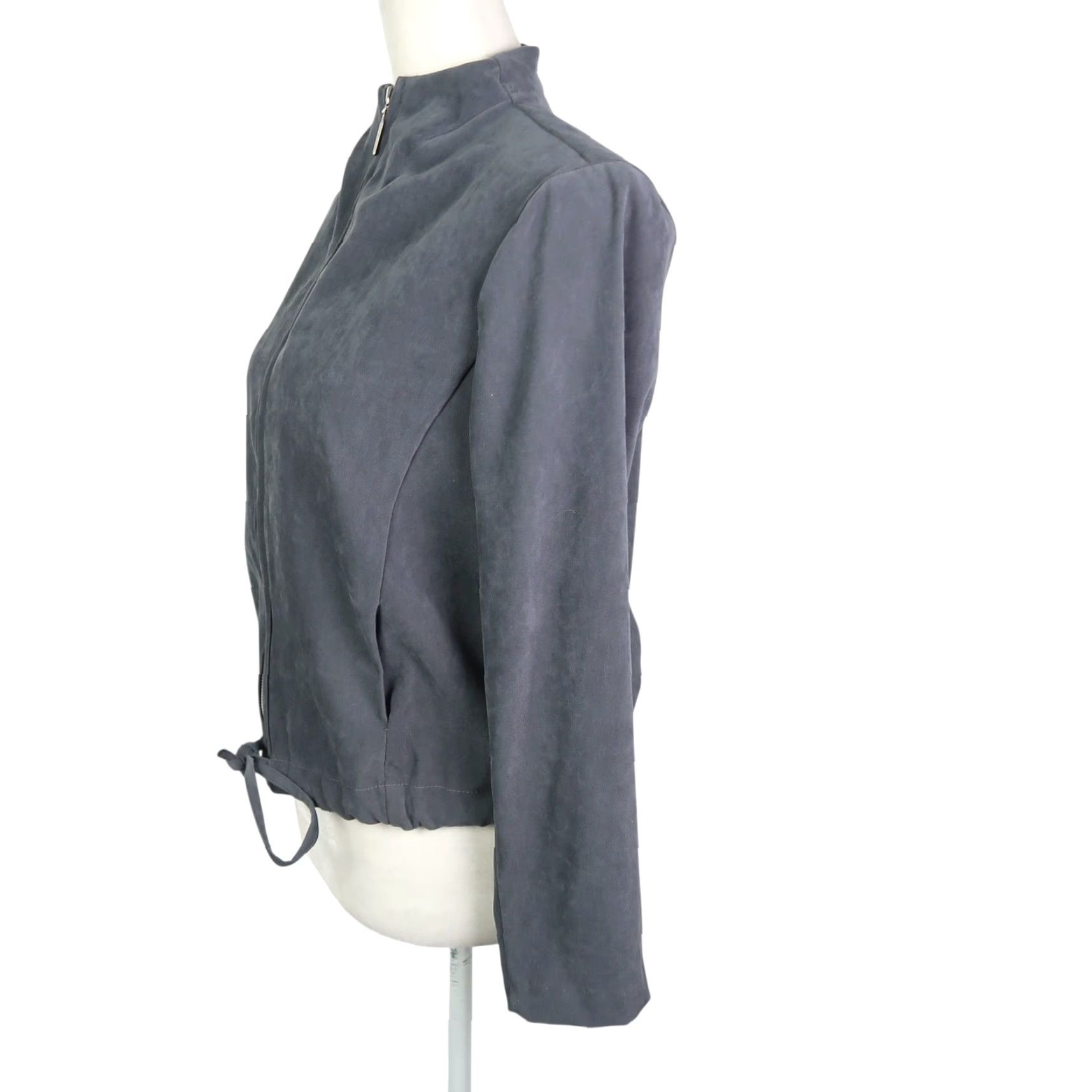 Vintage VINTAGE Clio Jacket Grey Zip Front 90s Petite Womens Small Long Sleeve Solid Faux Suede Polyester - Mens? Size S / US 4 / IT 40 - 3 Thumbnail