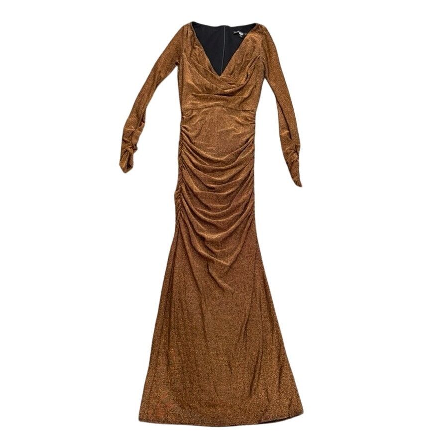 Black Halo Black Halo Long Sleeve Rafaela Maxi in Bronze, Size US 2 Size XS / US 0-2 / IT 36-38 - 4 Thumbnail