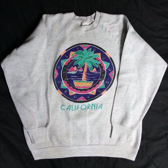 Fruit Of The Loom Vintage 90s California Palm Tree Neon Crewneck Sweatshirt Size US L / EU 52-54 / 3 - 2 Thumbnail