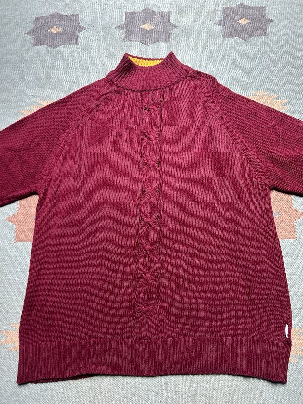 Vintage NEW Vtg cable knit sweater maroon burgundy cotton y2k NWT XL Size US XL / EU 56 / 4 - 2 Thumbnail