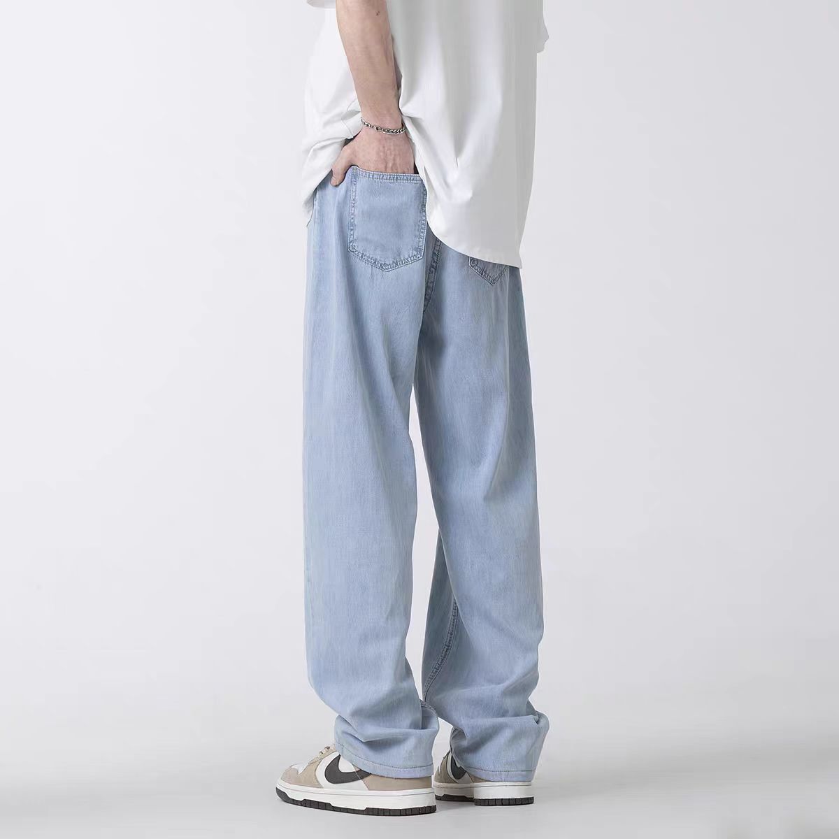 image of Light Blue High Street Vintage Loose Jeans, Men's (Size 30)