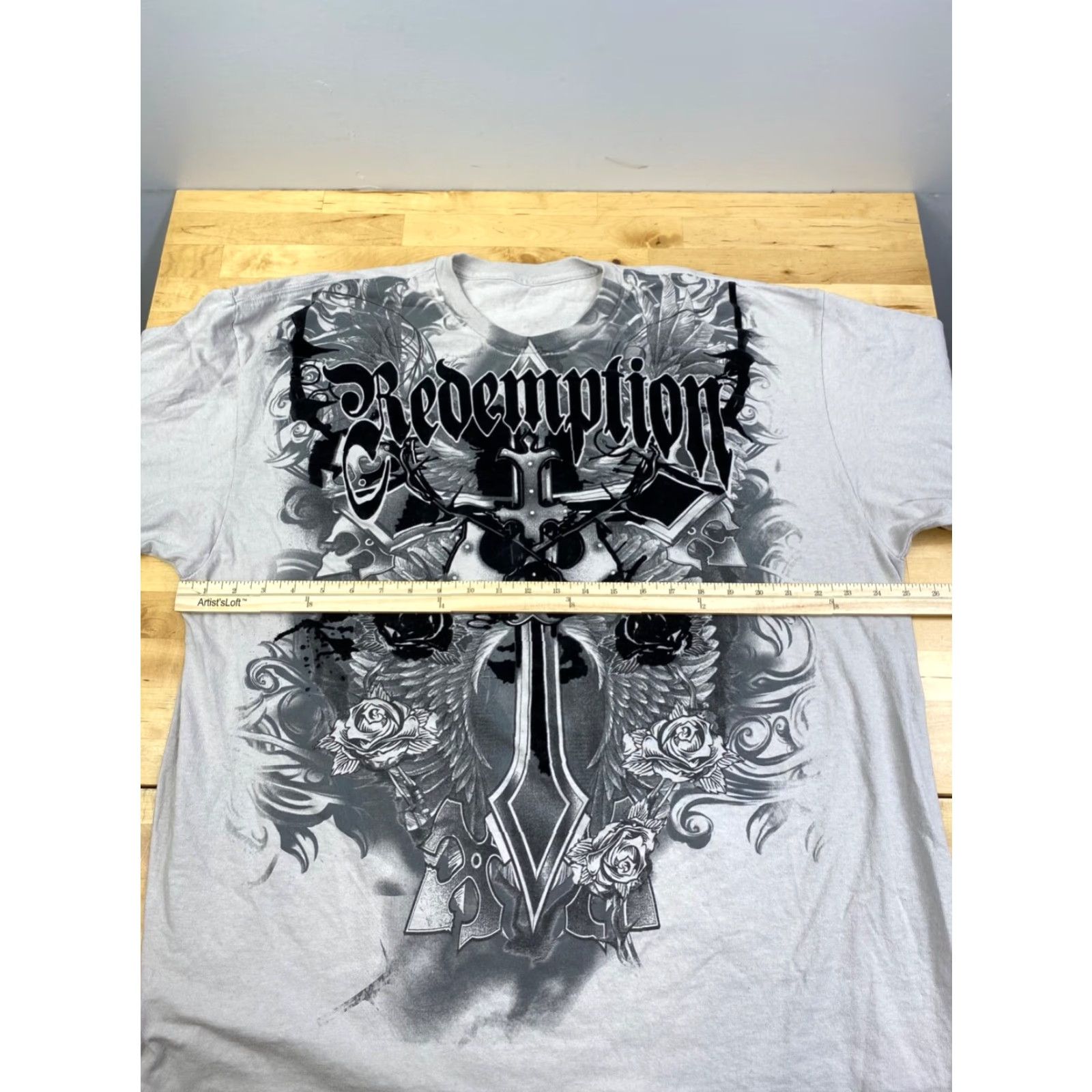 Vintage VINTAGE Y2K Redemption Cross Graphic T Shirt 3XL Grunge Cyber Goth White Men Short Sleeve 3XL Size US XXL / EU 58 / 5 - 5 Thumbnail