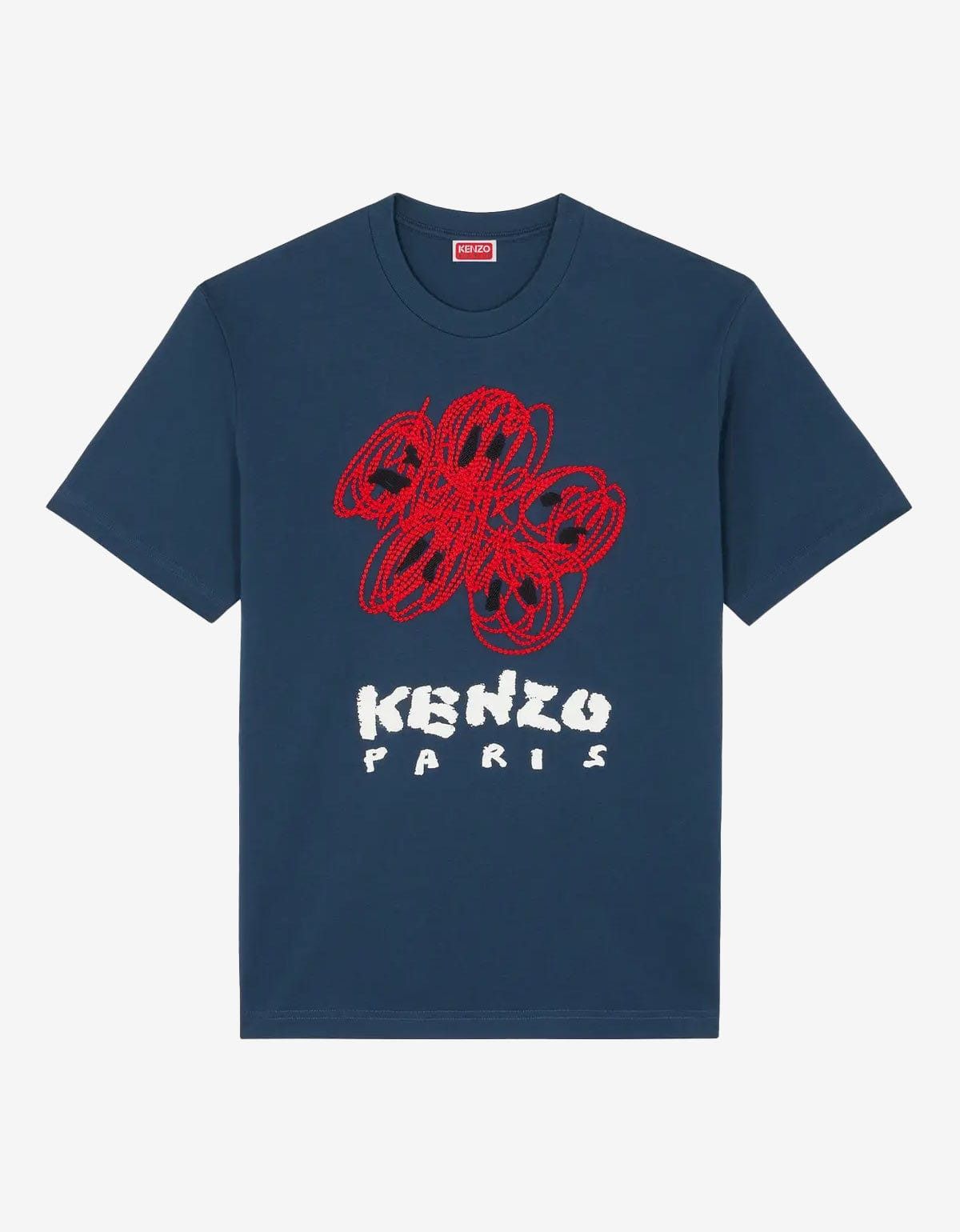 image of Blue 'Kenzo Drawn Varsity' T-Shirt, Men's (Size XL)