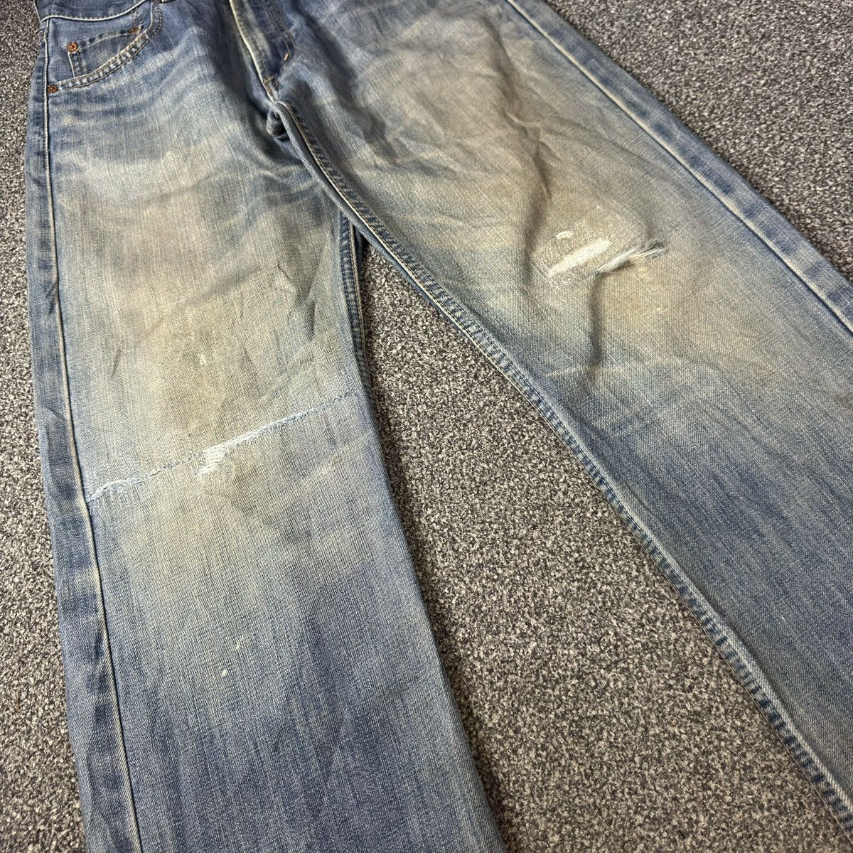 Engineered Garments × Levi's Vintage y2k Levis 506 Thrashed Distressed Dirty Washed Denim Size US 31 - 4 Thumbnail