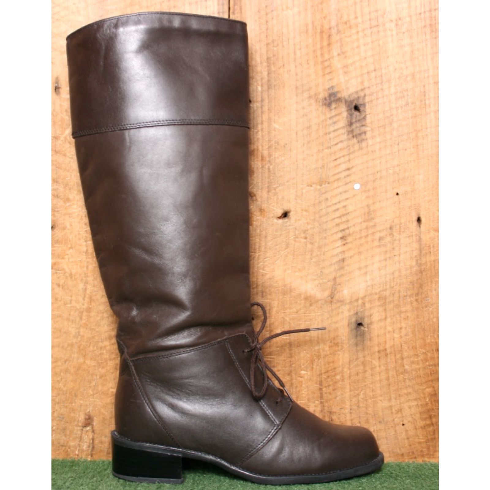 Blondo VINTAGE Blondo Brown Leather 15" Tall Fleece Lined Pull-On Lace Riding Boots Sz. 7.5 B Womens Boot Size M / US 6-8 / IT 42-44 - 2 Thumbnail