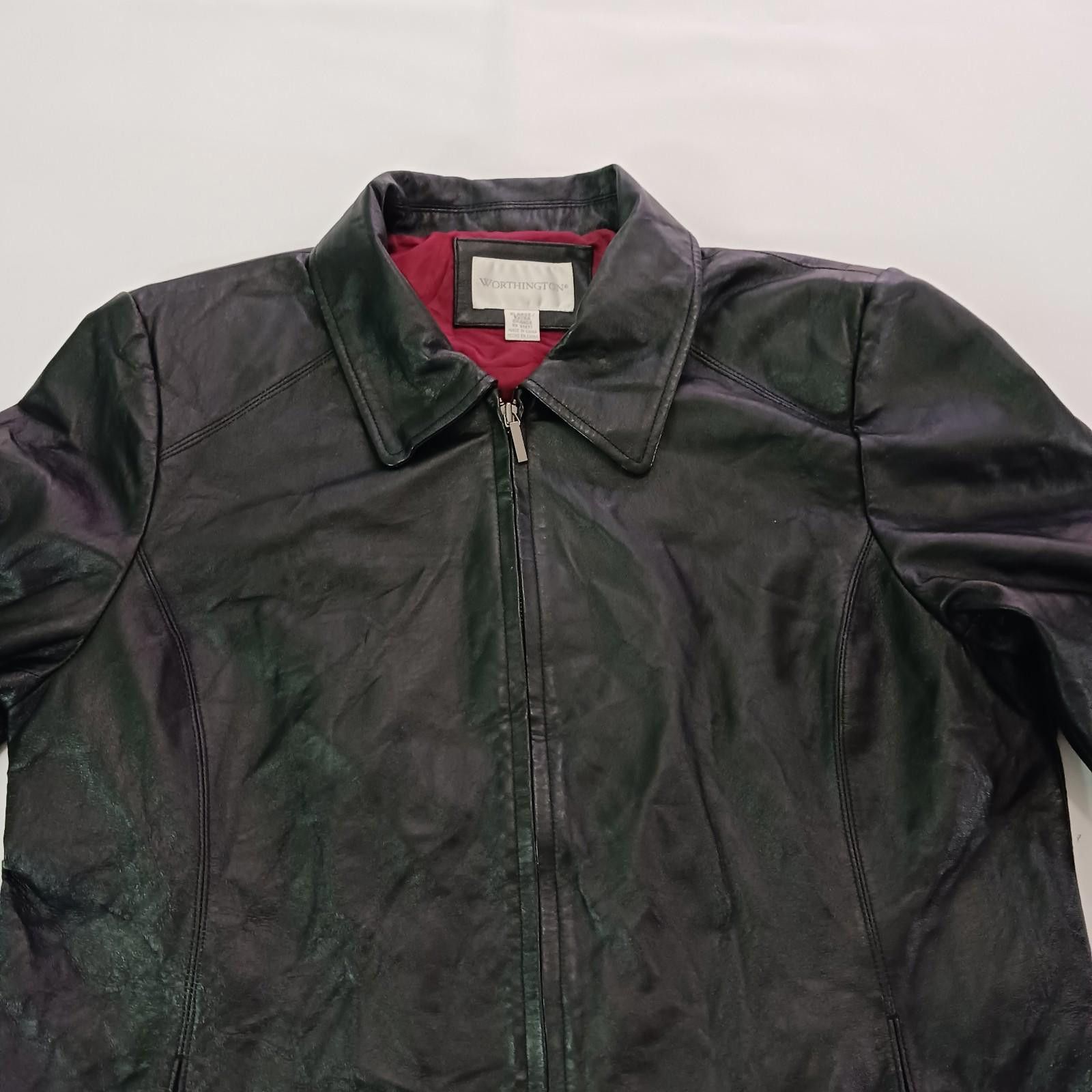 Designer Worthington RN#93677 Women's Black Genuine Leather Jacket XL Size XL / US 12-14 / IT 48-50 - 10 Thumbnail