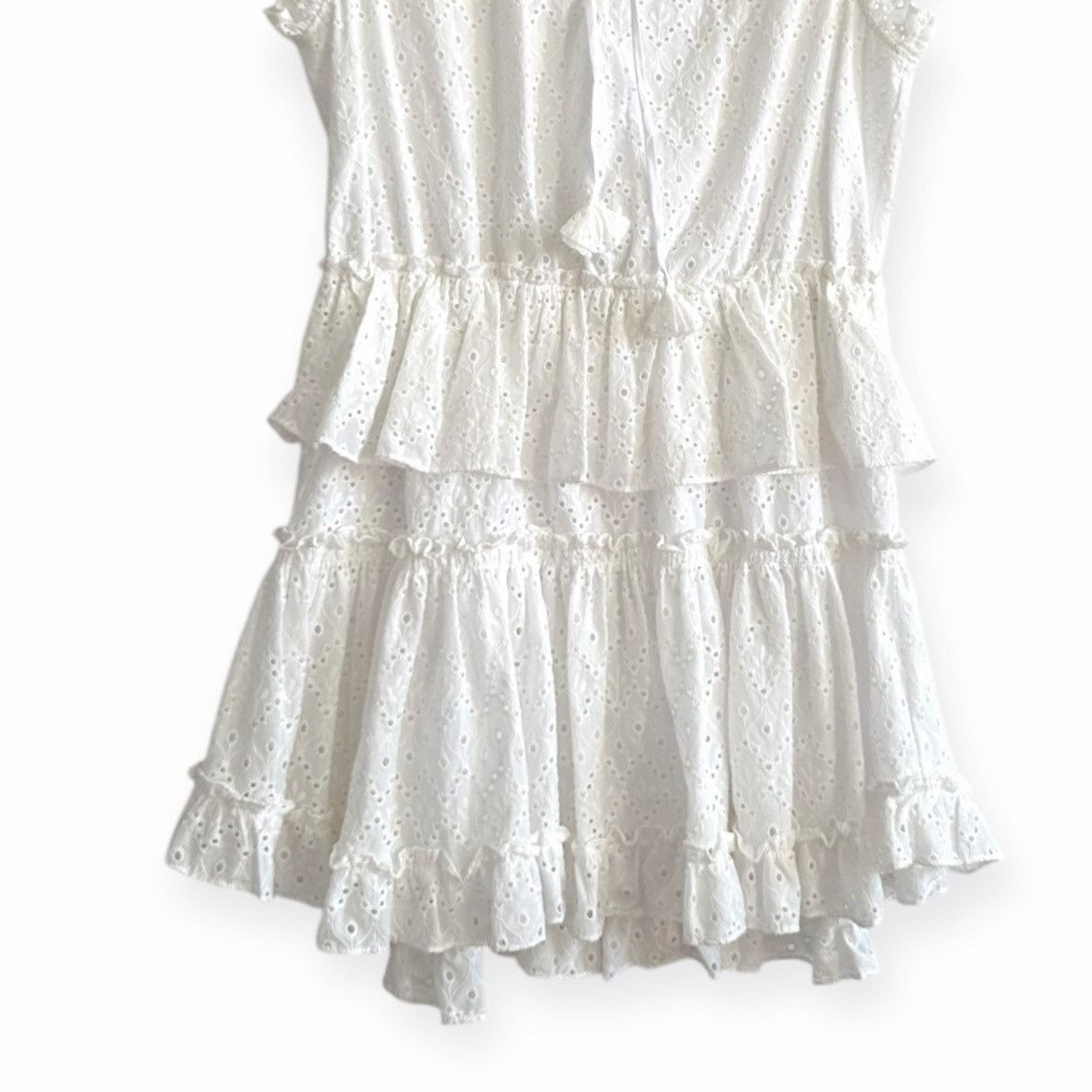 MISA Los Angeles MISA LOS ANGELES Iliana Tiered Eyelet Mini Dress , Size L, W Size L / US 10 / IT 46 - 15 Thumbnail