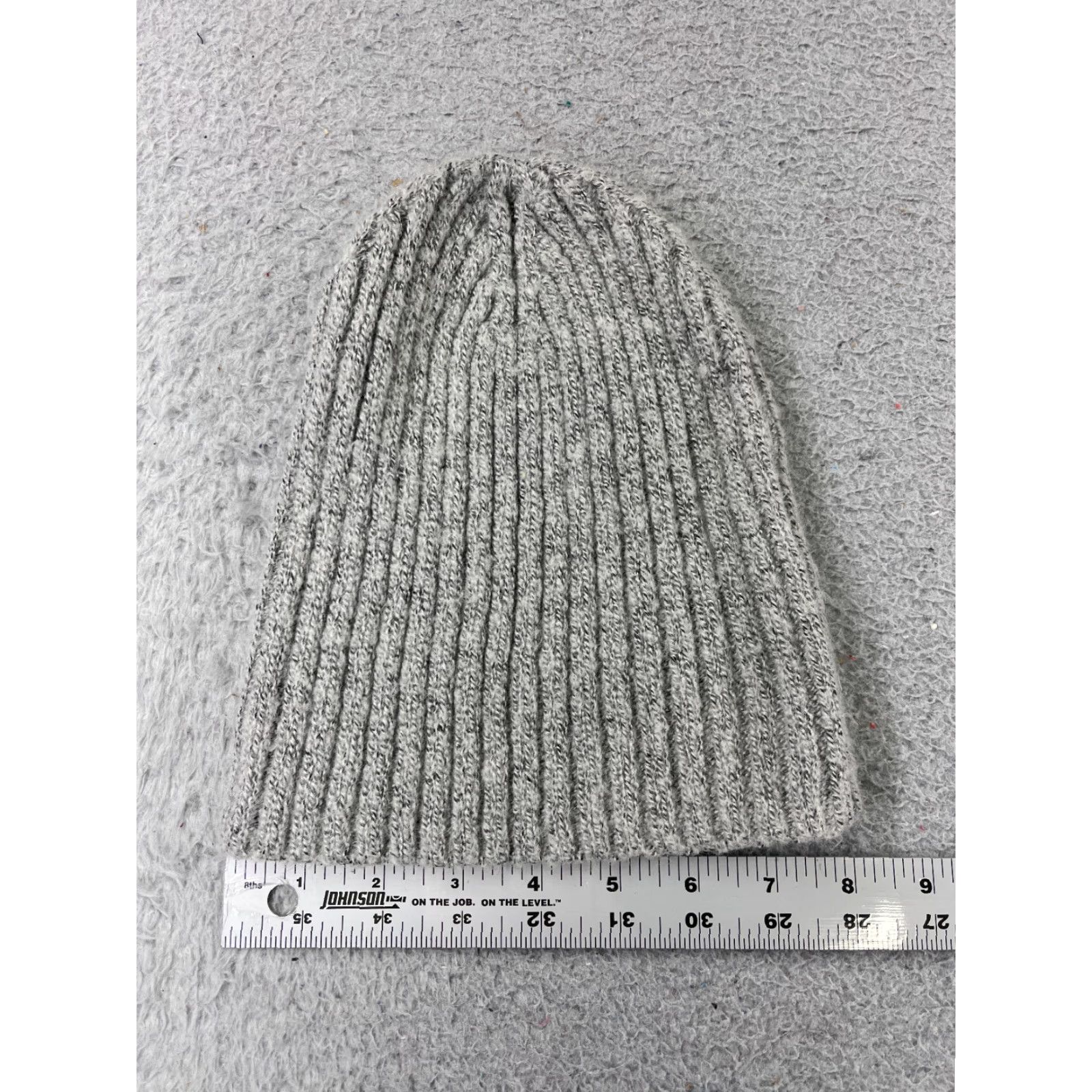 Vintage Beanie Toque Adult One Size Gray Ribbed Knit 100% Acrylic Snow Camp Winter Ski Size ONE SIZE - 3 Thumbnail
