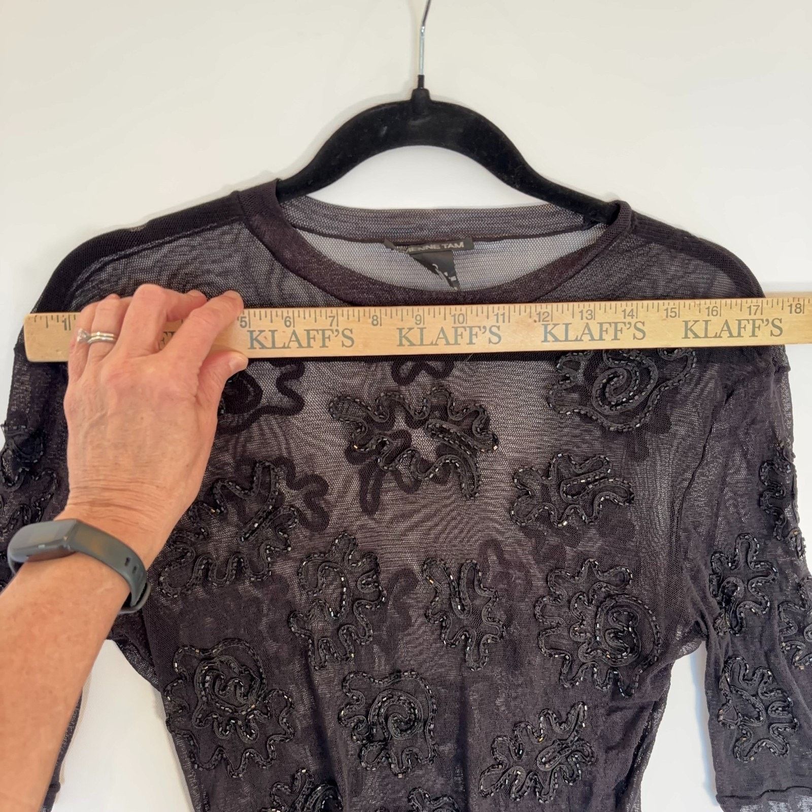 Vivienne Tam Vintage Vivienne Tam Sheer Beaded Top Womens Size 3 S Black Size S / US 4 / IT 40 - 10 Thumbnail