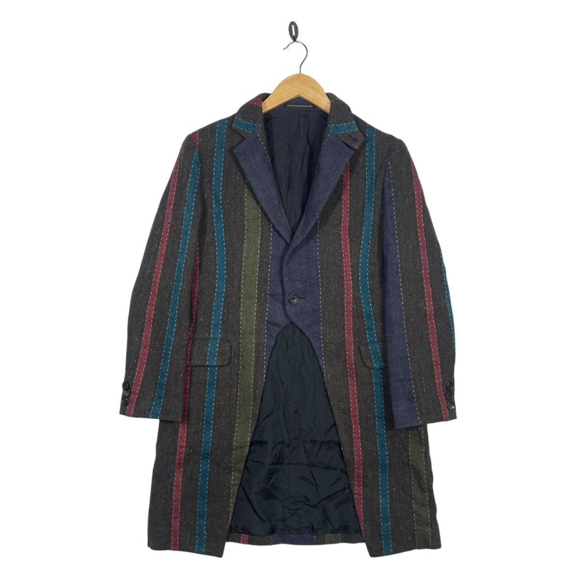 Yohji Yamamoto Y’s Yohji Yamamoto Striped Wool Coat Long Blazer Multi Color Size S / US 4 / IT 40 - 1 Thumbnail
