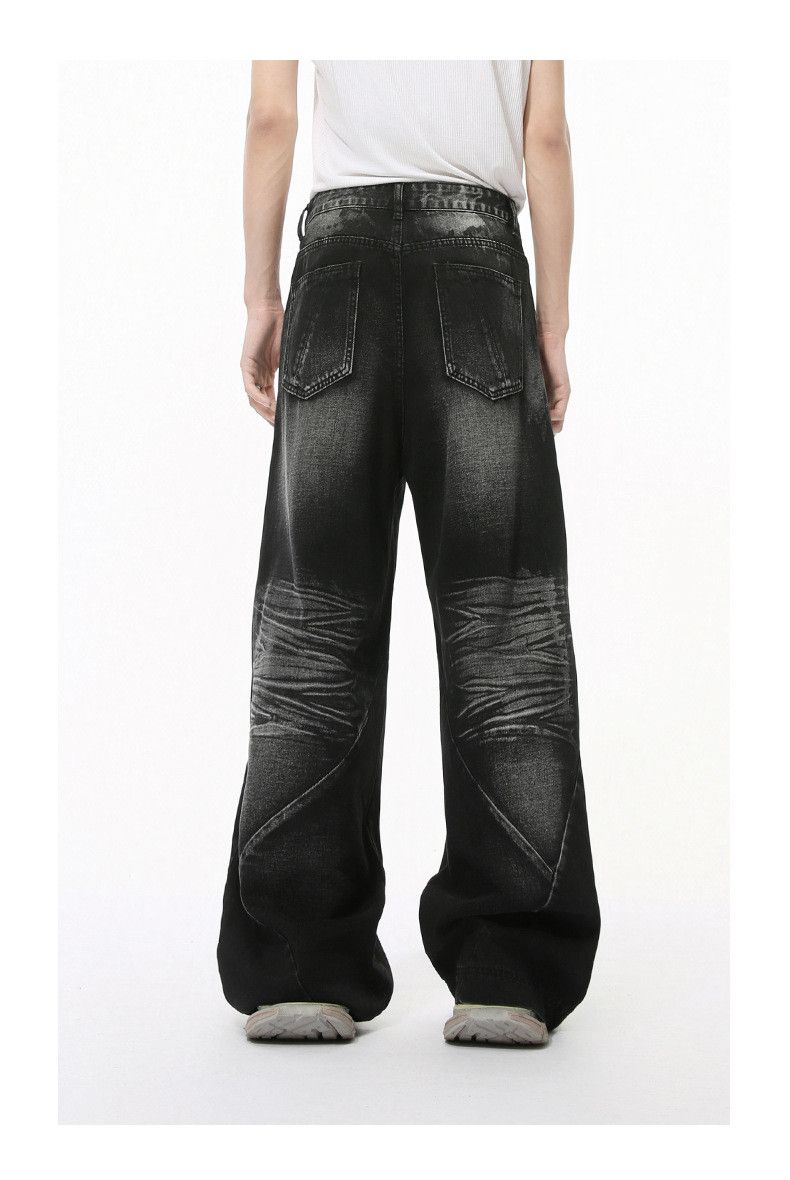 Japanese Brand × Jean American high street washed pattern patchwork straight jeans Size US 32 / EU 48 - 5 Thumbnail