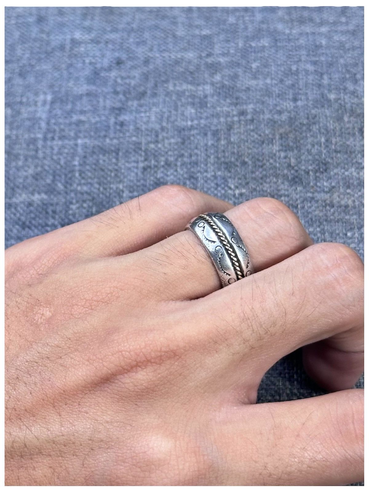 Vintage NAVAJO STAMPED 10K GOLD ROPE STERLING SILVER RING Size ONE SIZE - 3 Thumbnail