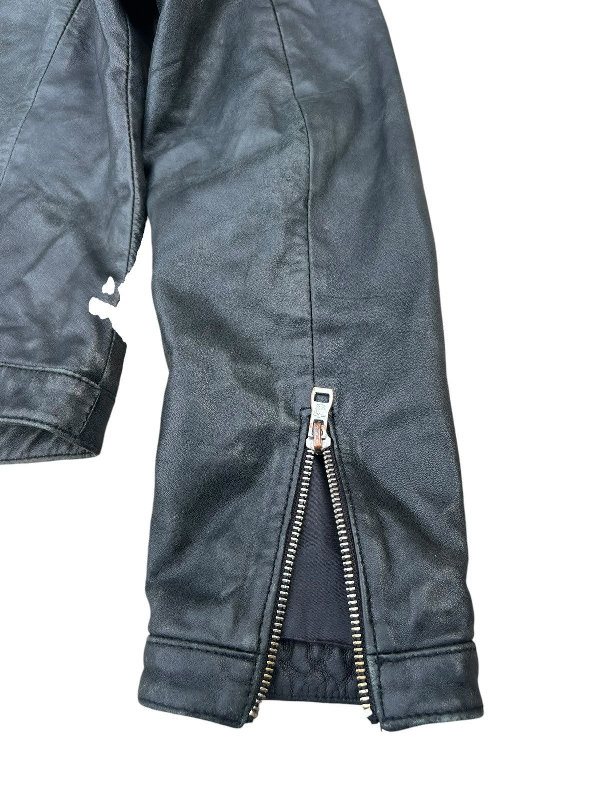 Massimo Dutti Vintage Massimo Dutti Distress Fade Leather Biker Jacket Size XL / US 12-14 / IT 48-50 - 22 Thumbnail