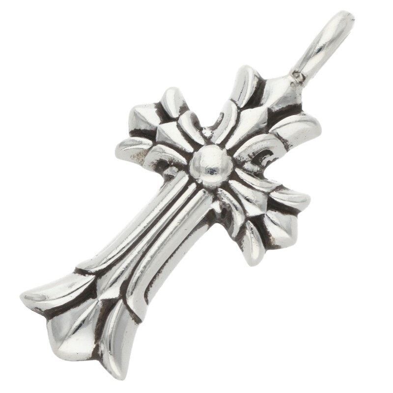 Chrome Hearts Double Cross Charm Necklace Silver