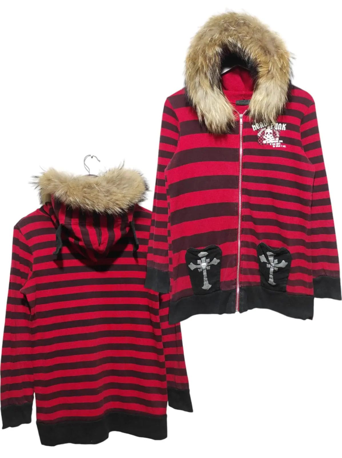 Japanese Brand Head Punk Skull stripe zip fur hoodie ifsix LGB style Size US S / EU 44-46 / 1 - 2 Thumbnail