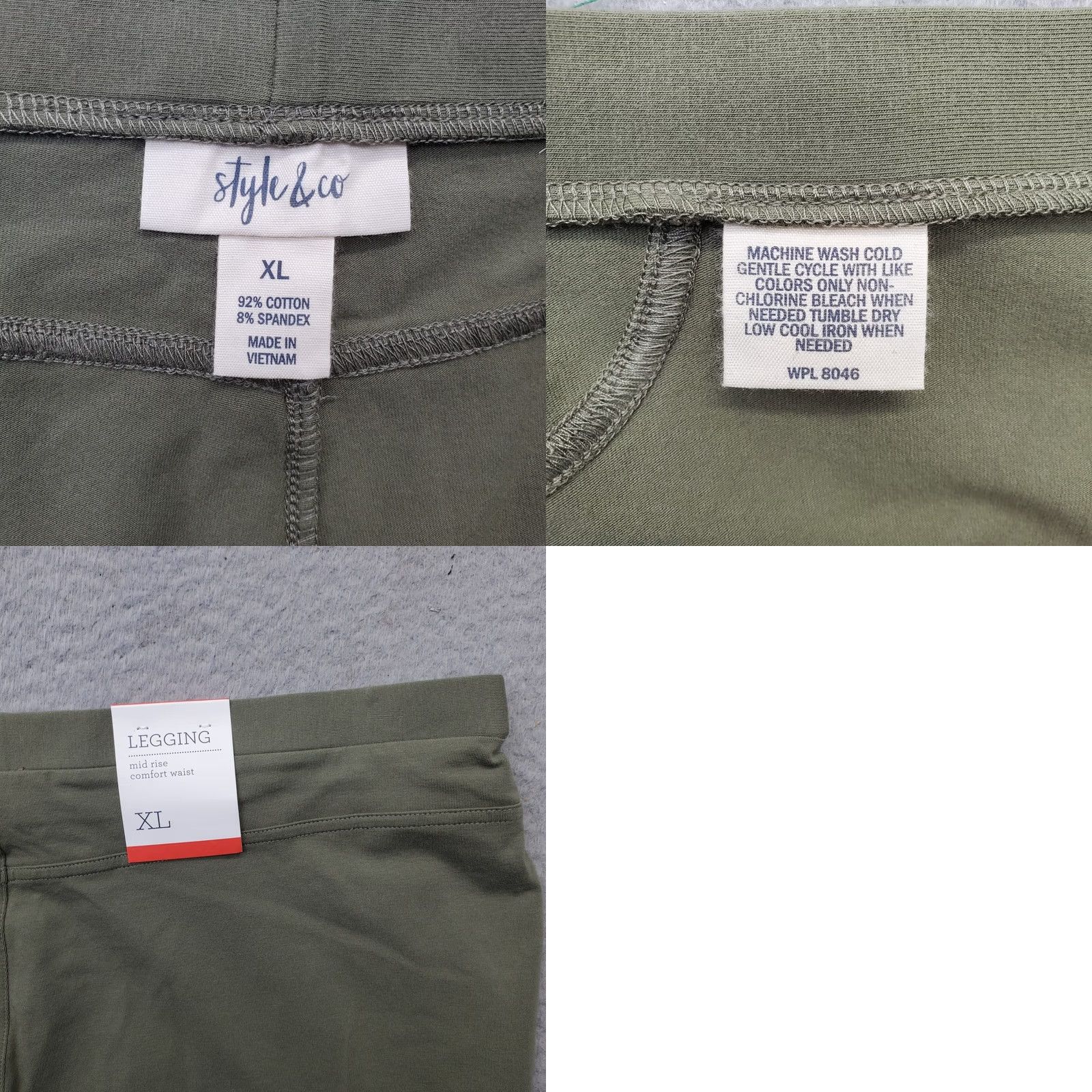 Vintage Style&co. Leggings Womens XL Green Mid-Rise Criss Cross Waistband Ankle Shirt Size 40" / US 18 - 8 Thumbnail