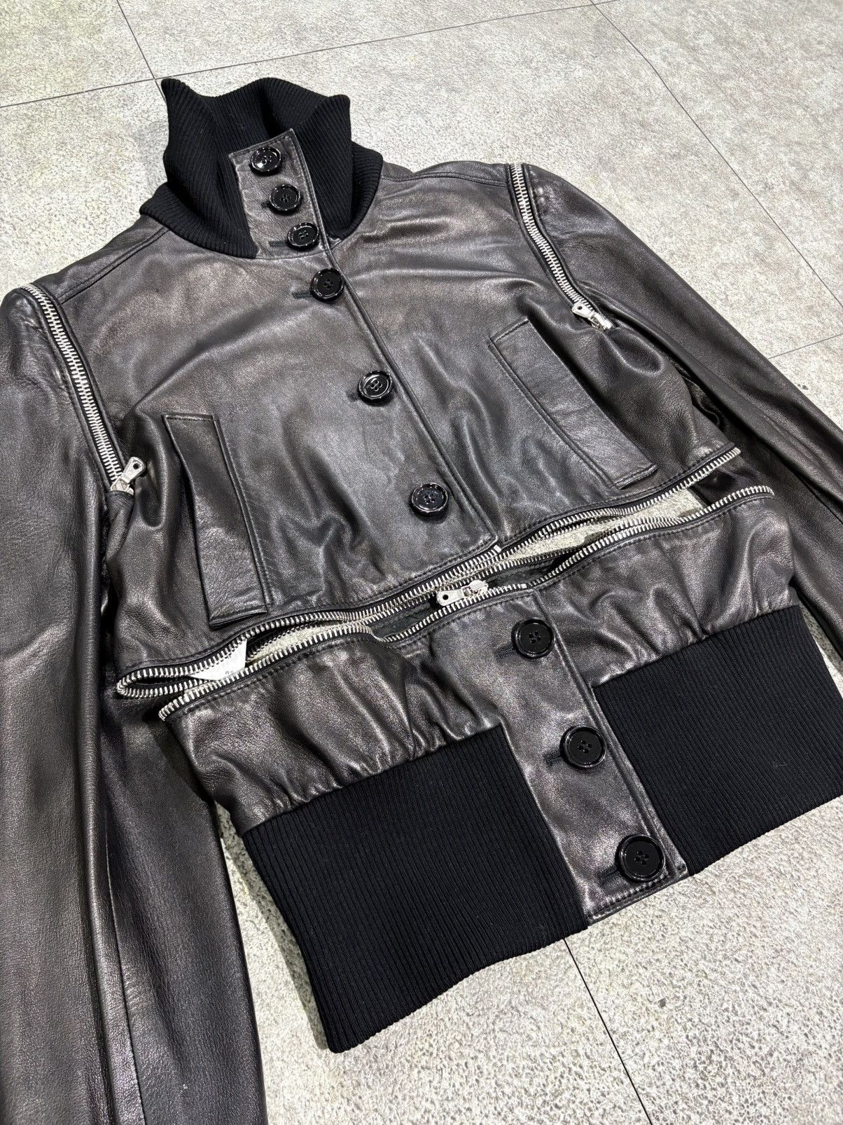 Dolce & Gabbana Dolce & gabbana Multi-Zip Convertible Leather Bomber Jacket Size S / US 4 / IT 40 - 9 Thumbnail