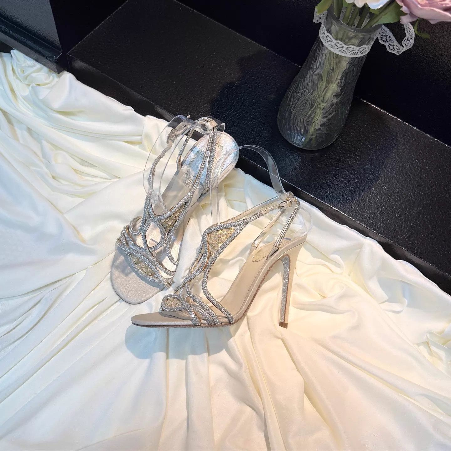 Rene Caovilla RENE CAOVILLA Strappy Crystal Heels Size 37 NWT Size US 6.5 / IT 36.5 - 1 Thumbnail