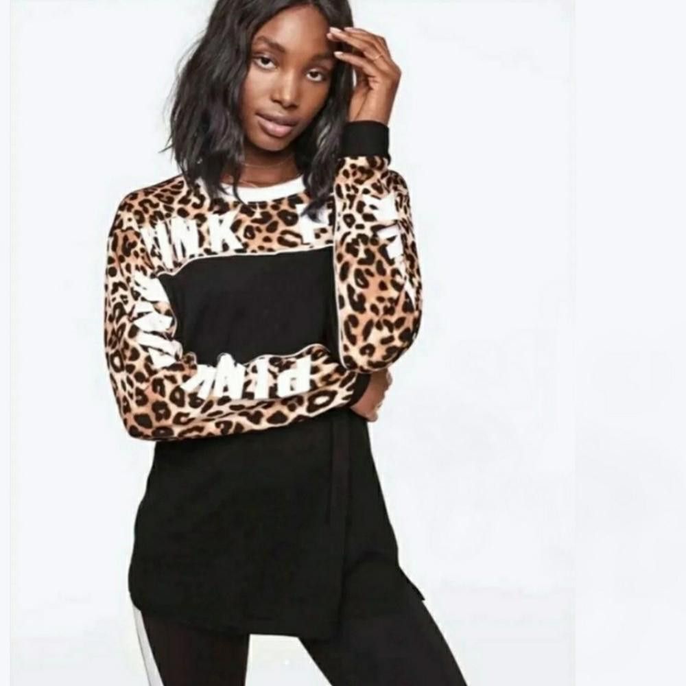 Designer Black Leopard VS Campus Oversized Long Sleeve Size M / US 6-8 / IT 42-44 - 3 Thumbnail