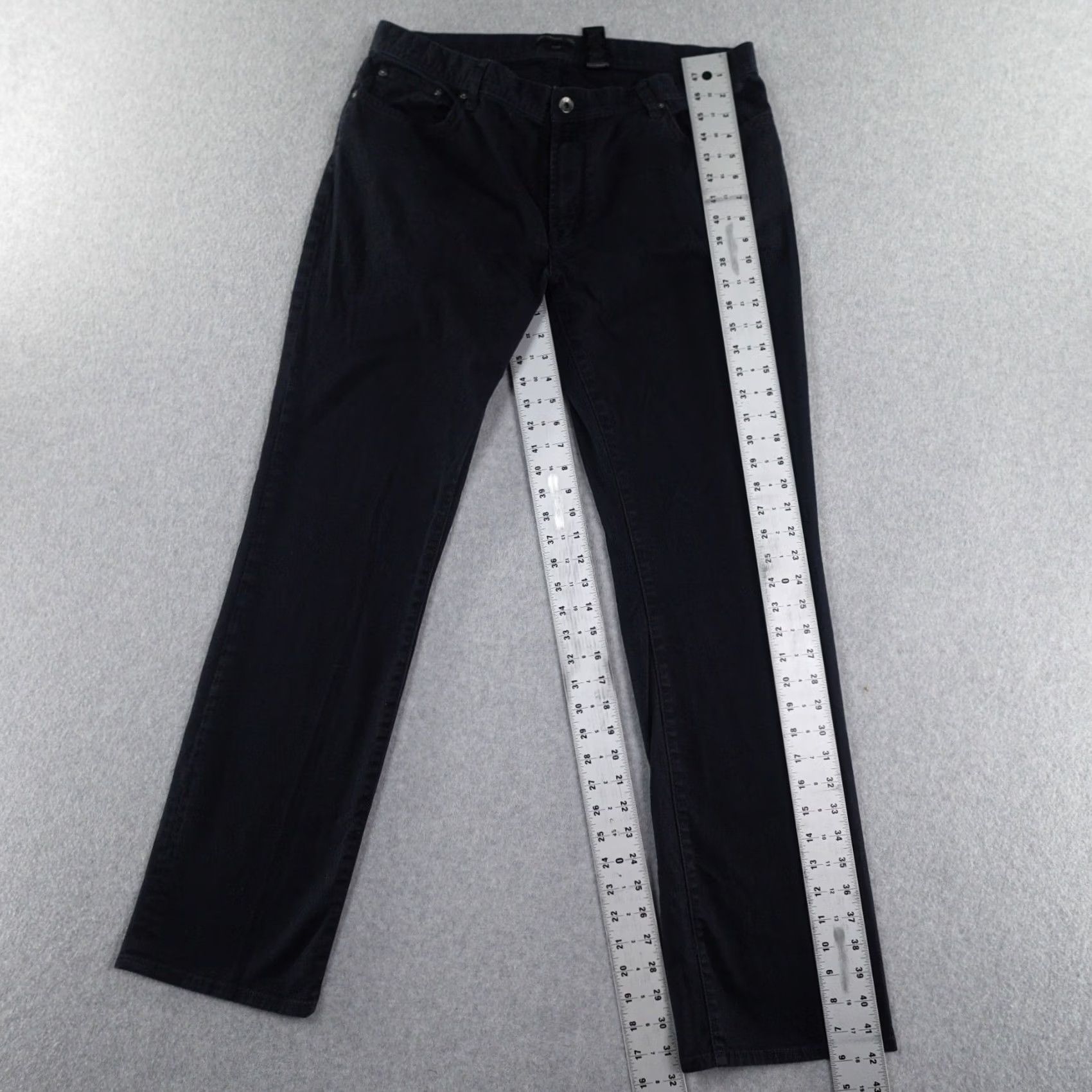 John Varvatos John Varvatos LUXE Jeans Mens 38 (38X32) Bowery Slim Straight Washed Black Denim 5-Pocket Mens Straight Jeans Size 38 Size US 38 / EU 54 - 3 Thumbnail