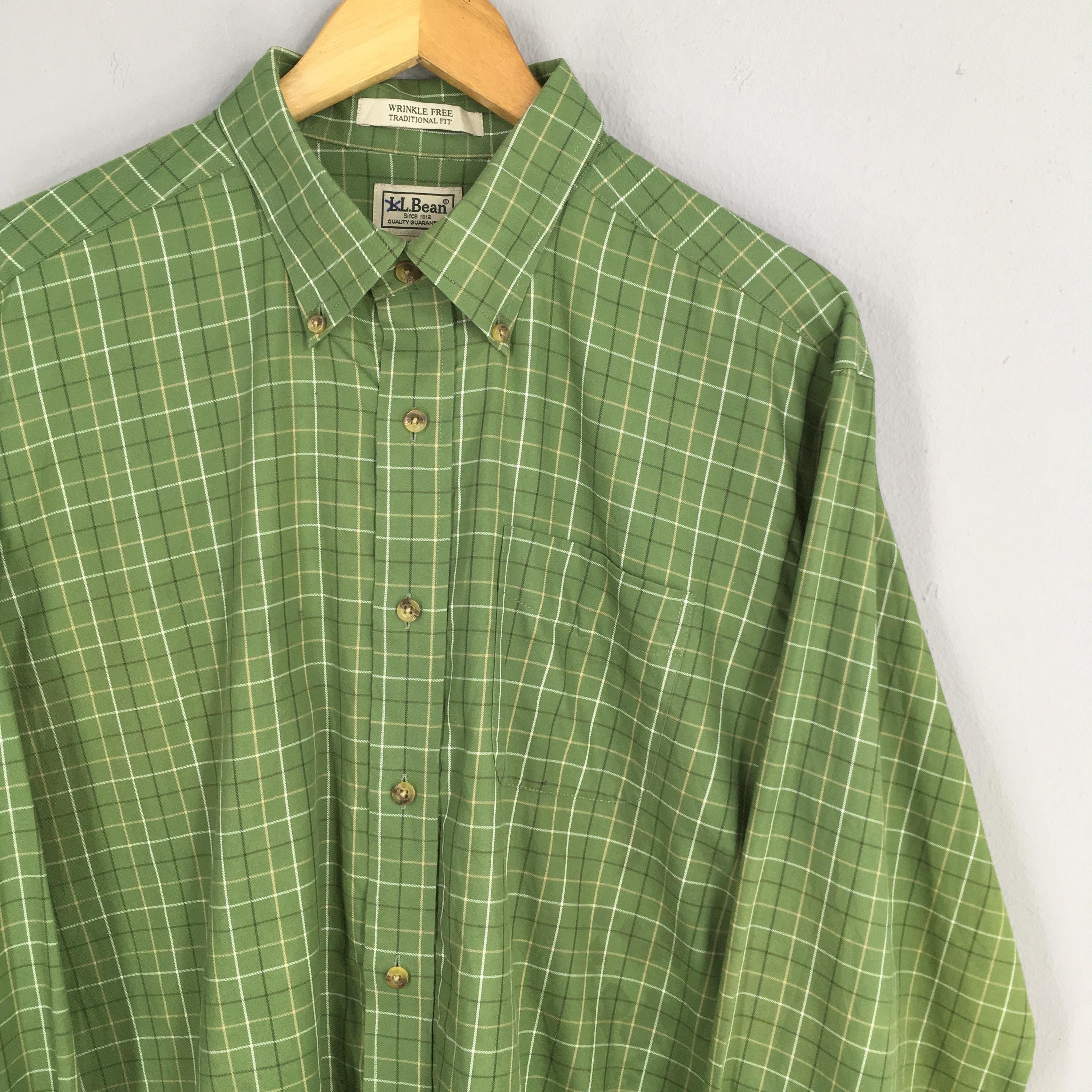 Flannel Vintage LL Bean Flannel Green Checkered Shirt Large Size US L / EU 52-54 / 3 - 2 Thumbnail