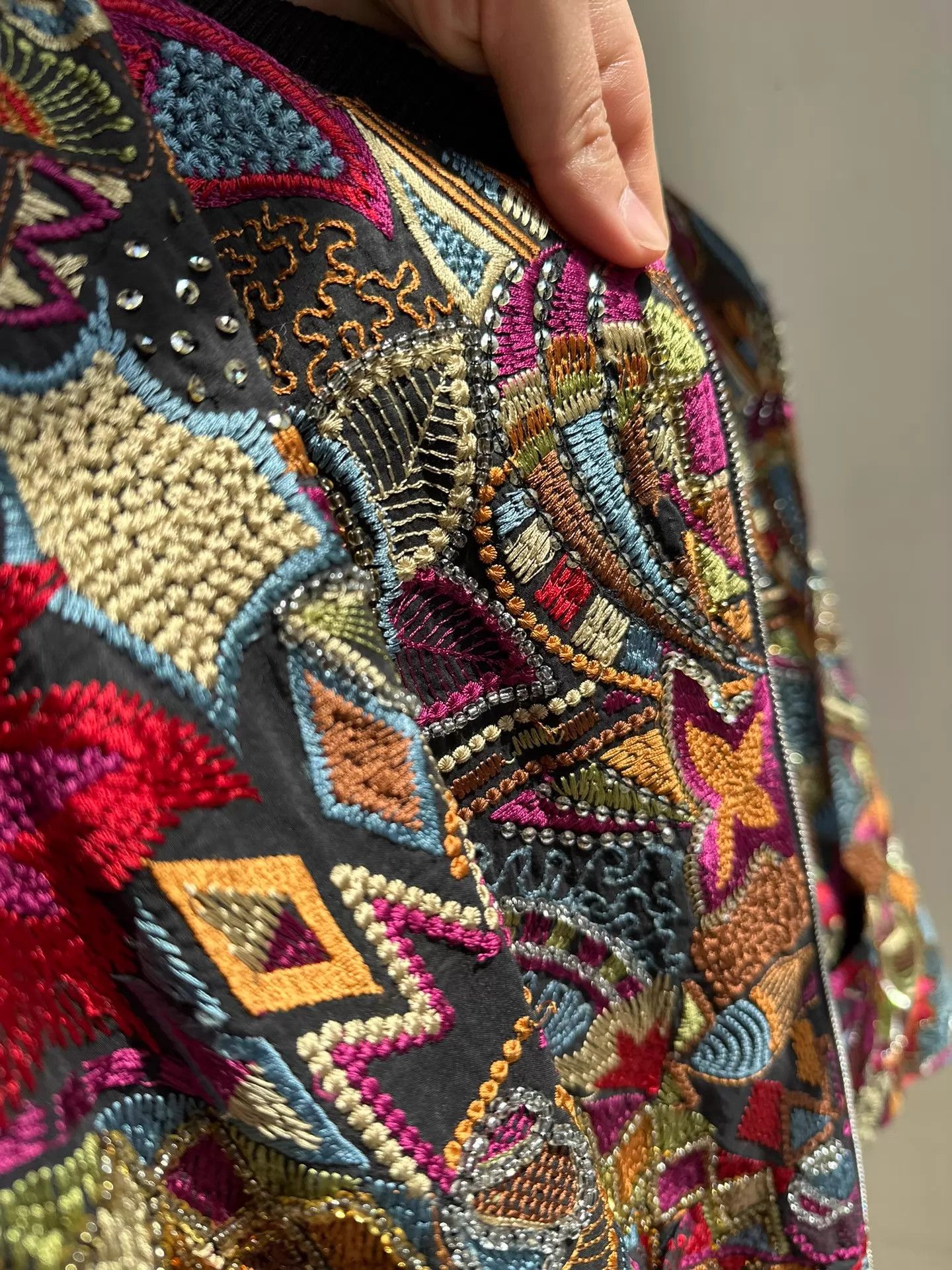 Dries Van Noten DVN Runway Silk-Cotton Beaded Embroidered Rare 95 New 38 Size XS / US 0-2 / IT 36-38 - 8 Thumbnail
