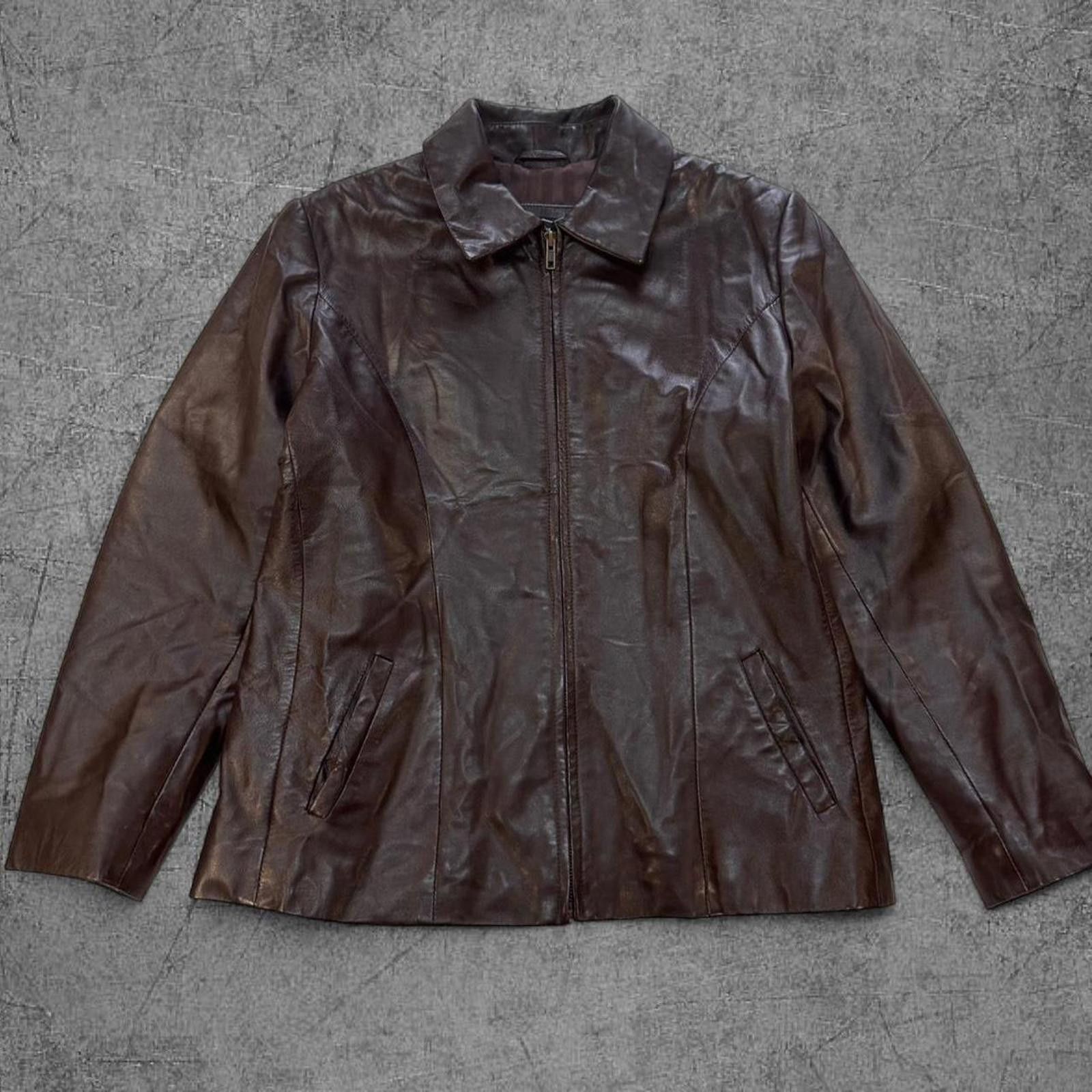 Vintage Vintage Women’s Guccini Brown Leather Jacket Size L / US 10 / IT 46 - 1 Thumbnail