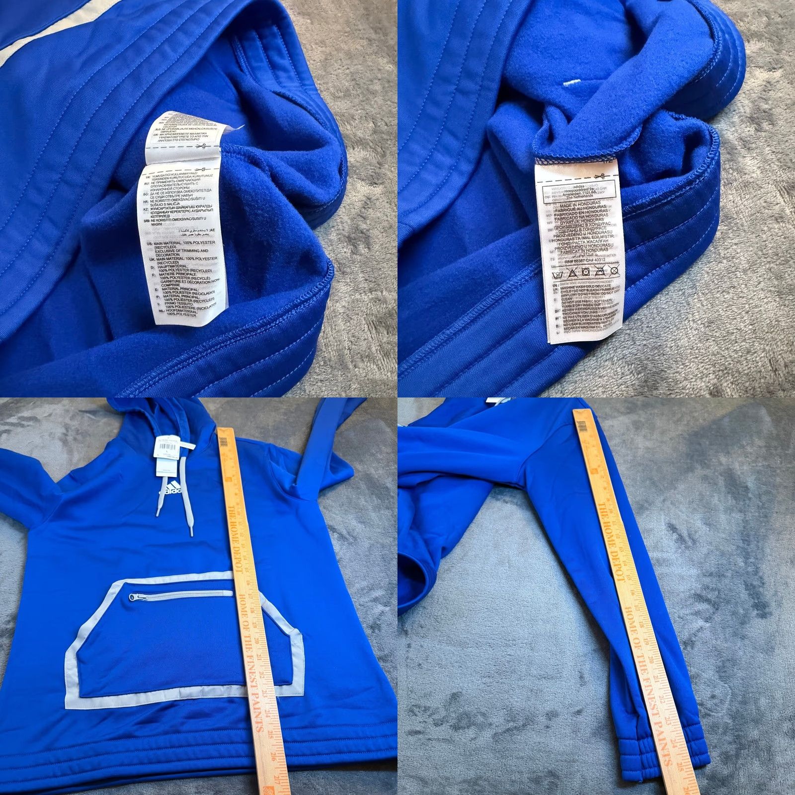 Adidas Adidas Aeroready Hoodie Womens Lroyal Blue Pullover Knit Zip Pockets Hooded Moisture Wicking Breathable Athletic Performance Hoodie NWT Size L / US 10 / IT 46 - 8 Thumbnail