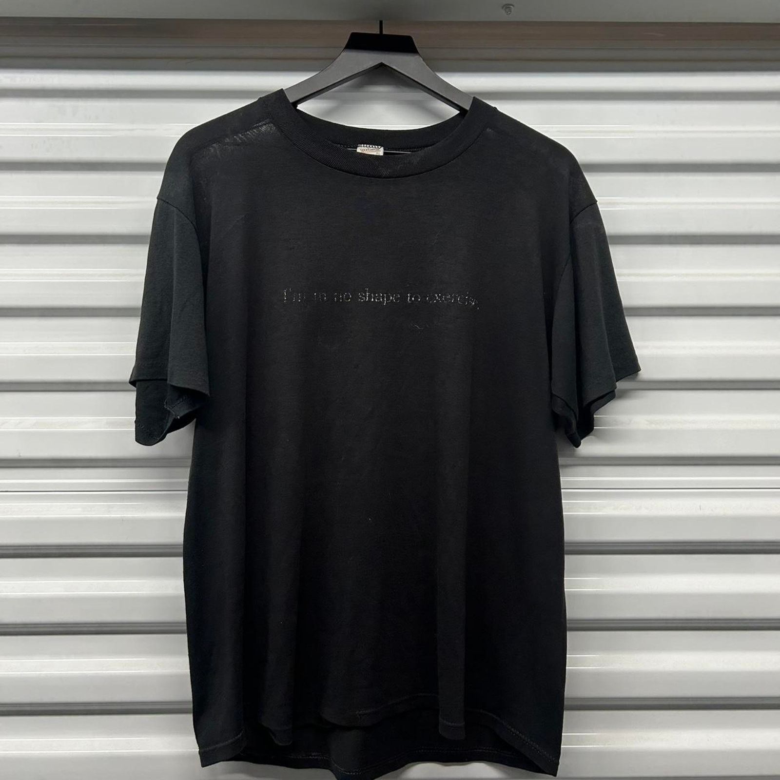 Other VTG 80s "I'm no shape to exercise" black cotton t-shirt tee Size US XL / EU 56 / 4 - 1 Thumbnail